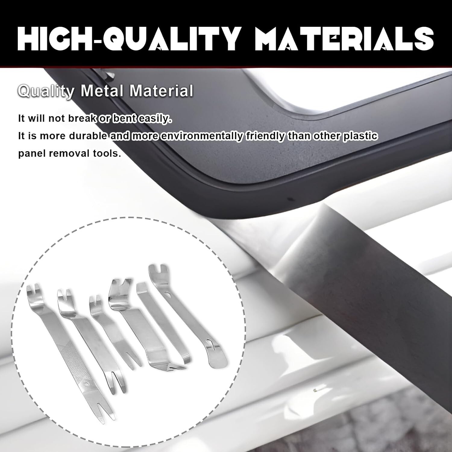 6PC Stainless Car Trim Removal Pry Tool Kit Door Panel Dash Fastener Repair Set