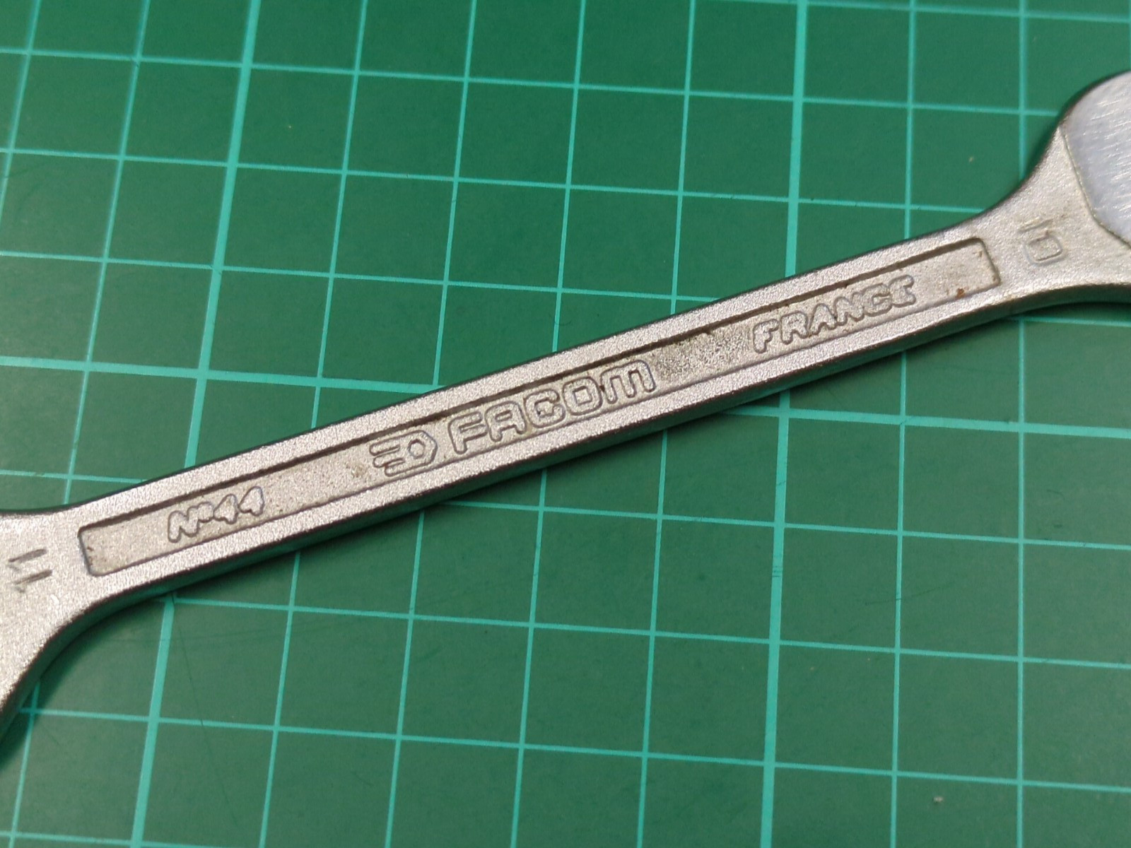 Vintage Facom No44, 10mm x 11mm Vanachrome Open Ended Spanner Made In France