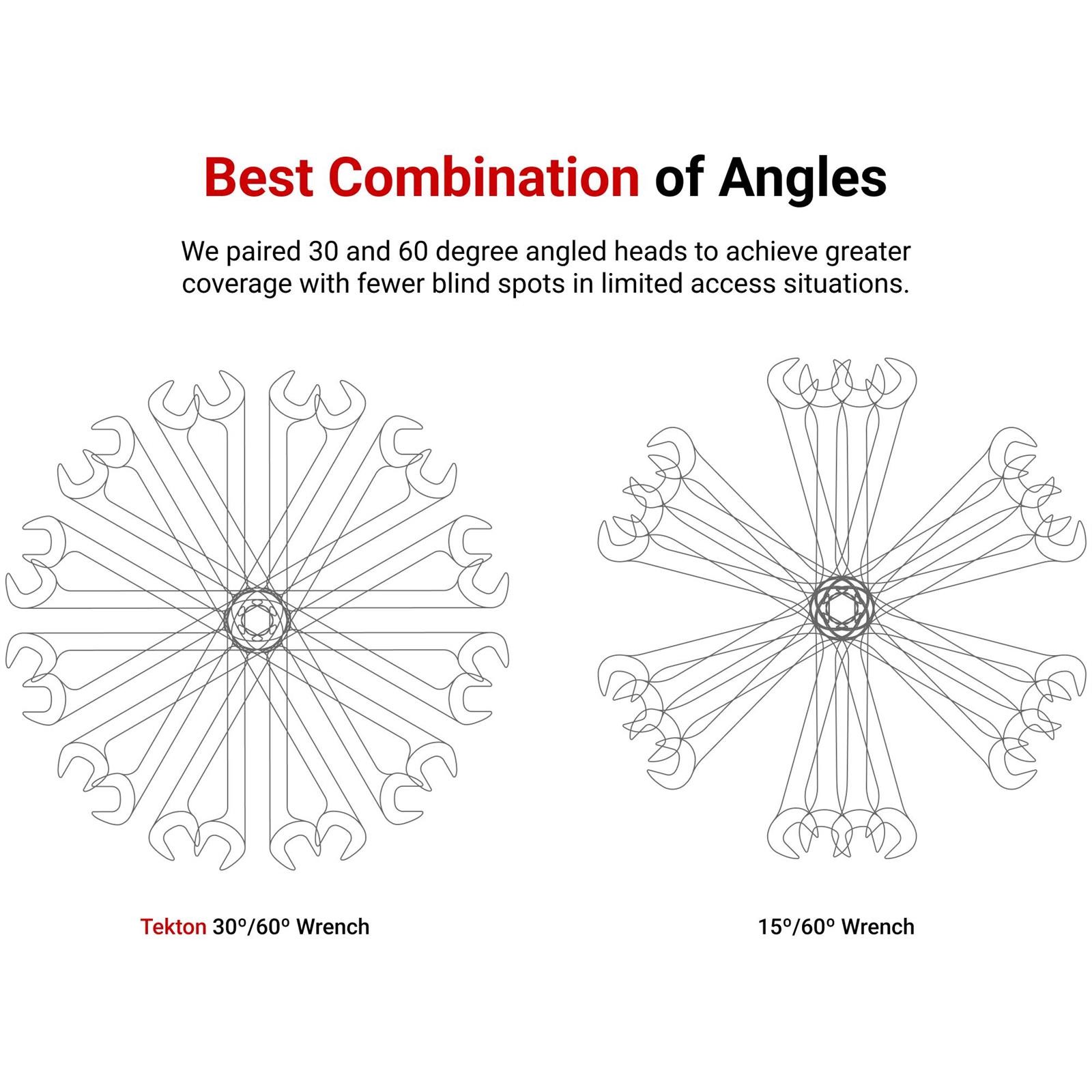 Tekton WAE91502 Angle Head Open End Wrench Set, 11-Pc (3/8-1 in.)