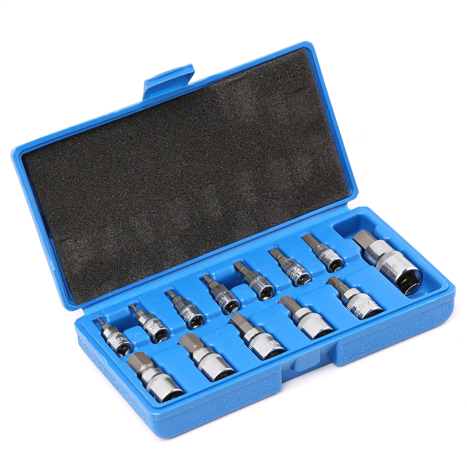13pc SAE Hex Bit Socket Set Allen Key Ratchet Wrench 1/4″ 3/8″ 1/2″ Drive
