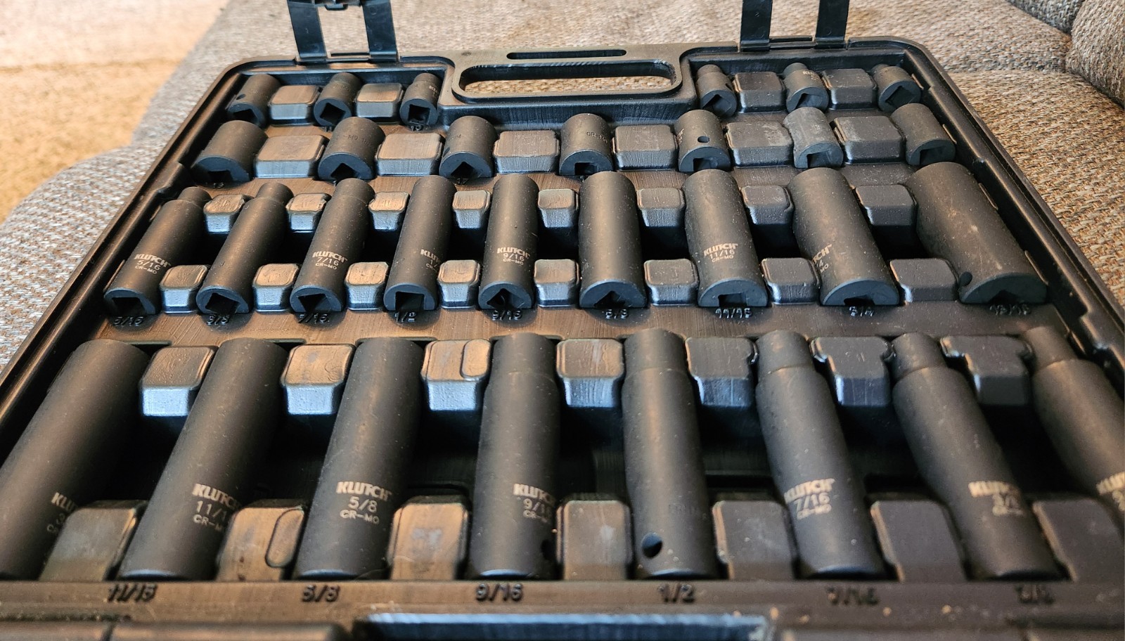 Klutch Impact Socket Set, 59-Pc., 3/8- and 1/2-Drive, SAE/Metric 6 pt. in Case