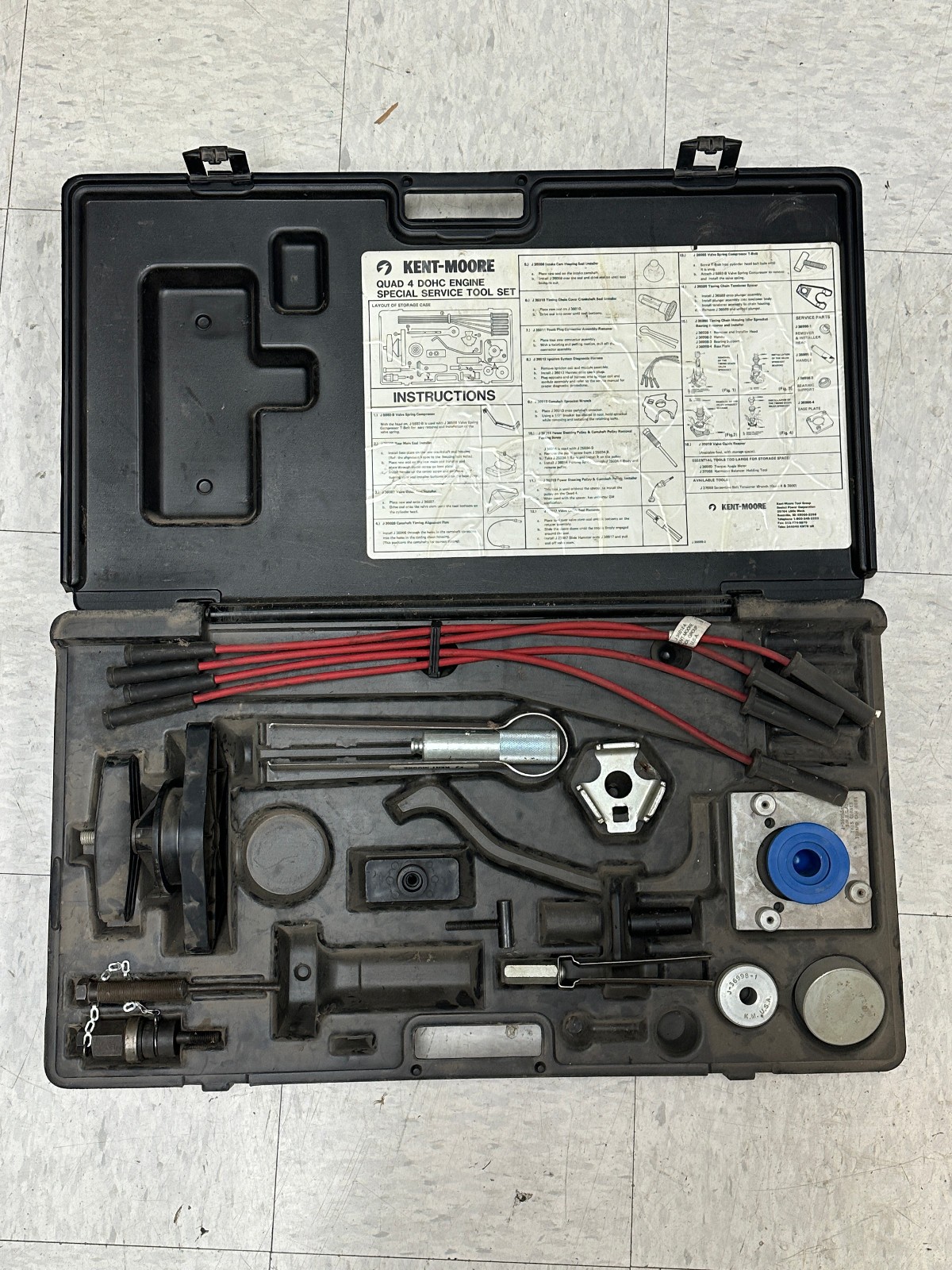 KENT MOORE J-36999 QUAD 4 DOHC ENG SPECIAL SERVICE TOOL SET & CASE, INCOMPLETE