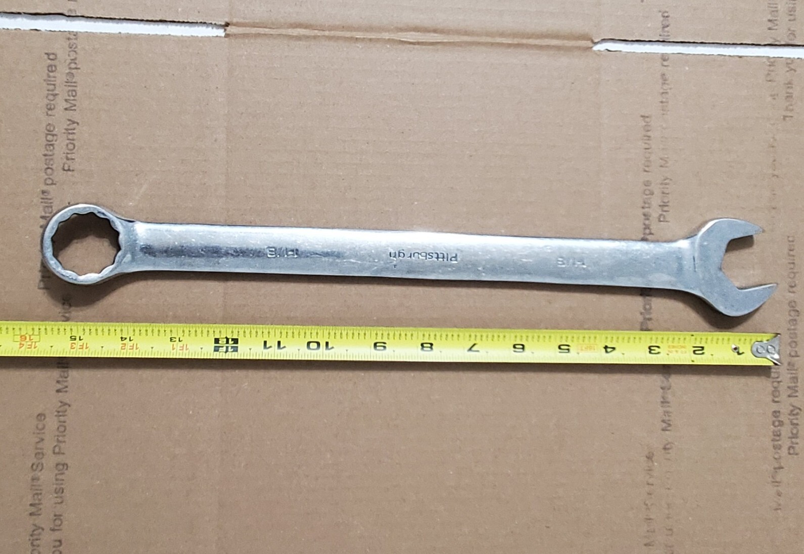 Pittsburgh Combination Wrench 1-1/8″ SAE 12pt Chrome Finish, 15.5″. Estate Find