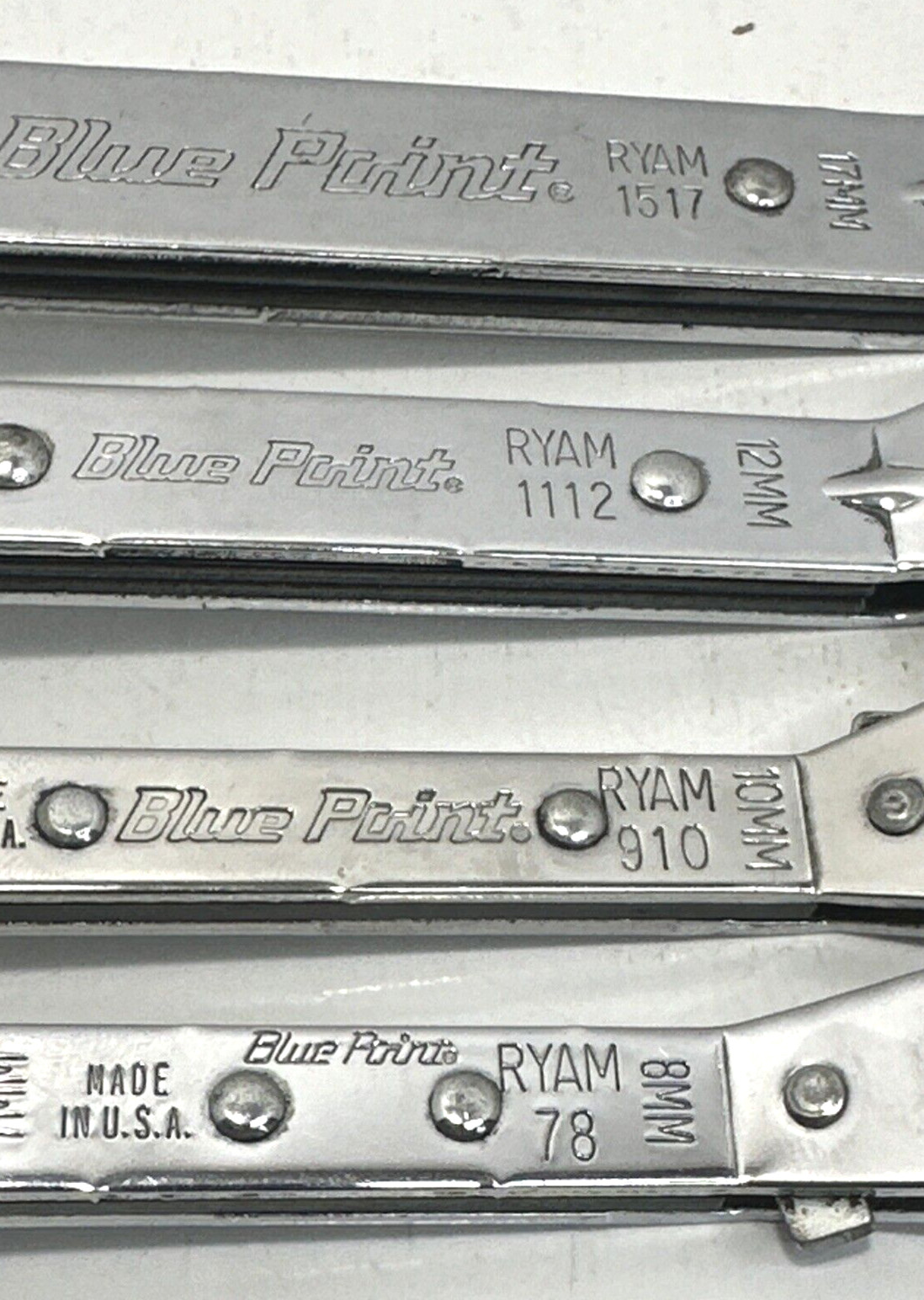 Blue-Point RYAM 4pc 25° offset ratcheting box wrench set EUC