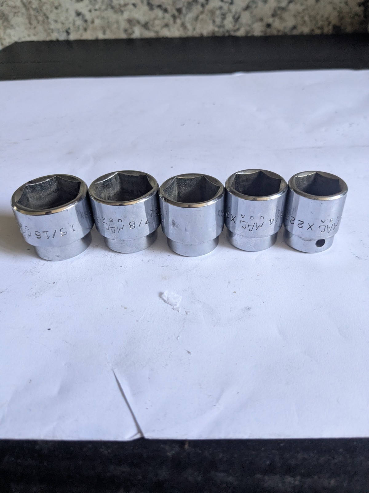 VTG LOT Mac Tools Sockets 3/8 Inch Drive Shallow Sockets 5 Pc Set 6 Point SAE X