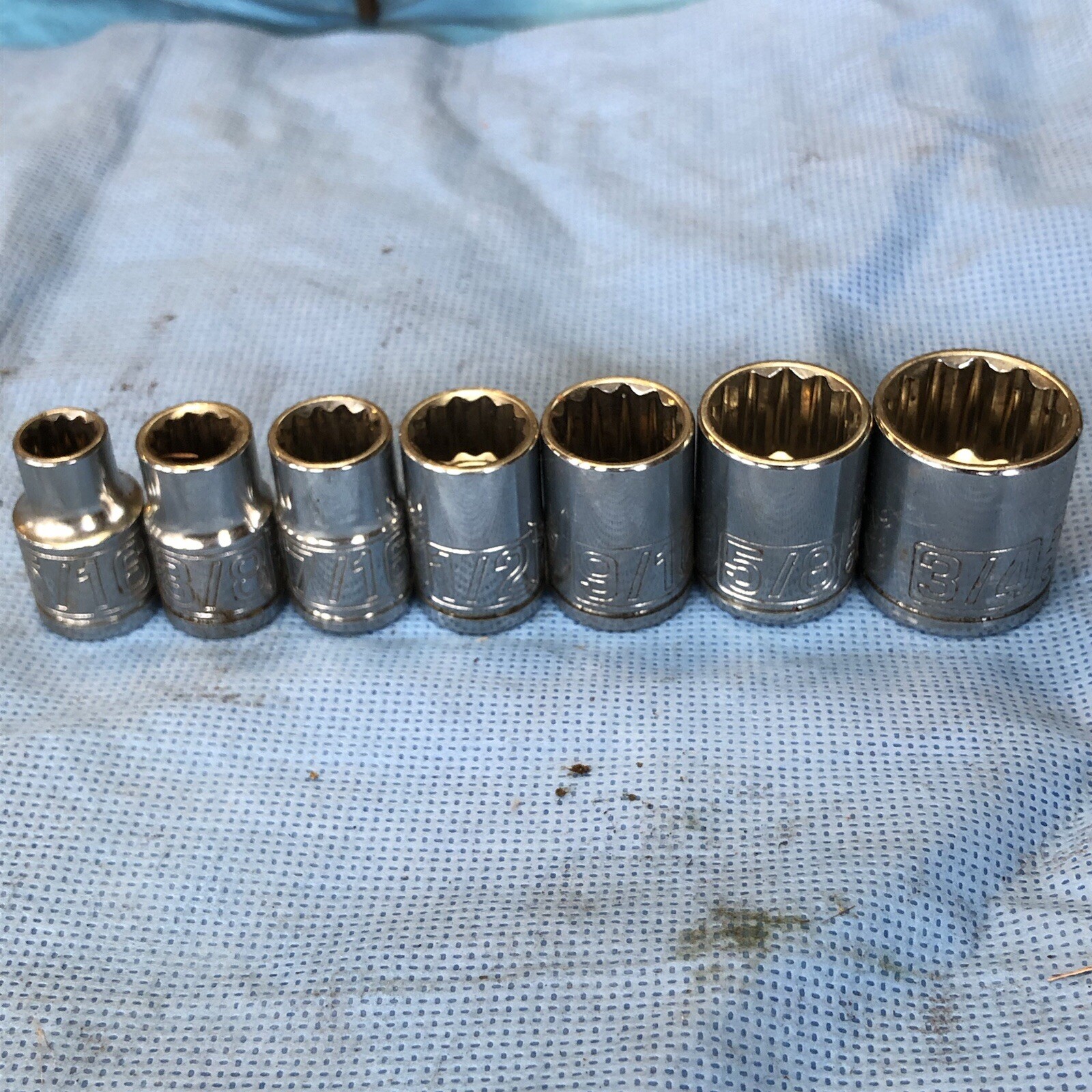 Pittsburgh Pro SAE Socket Lot Of 7 Sockets 3/8 Drive set 5/16 – 3/4 complete