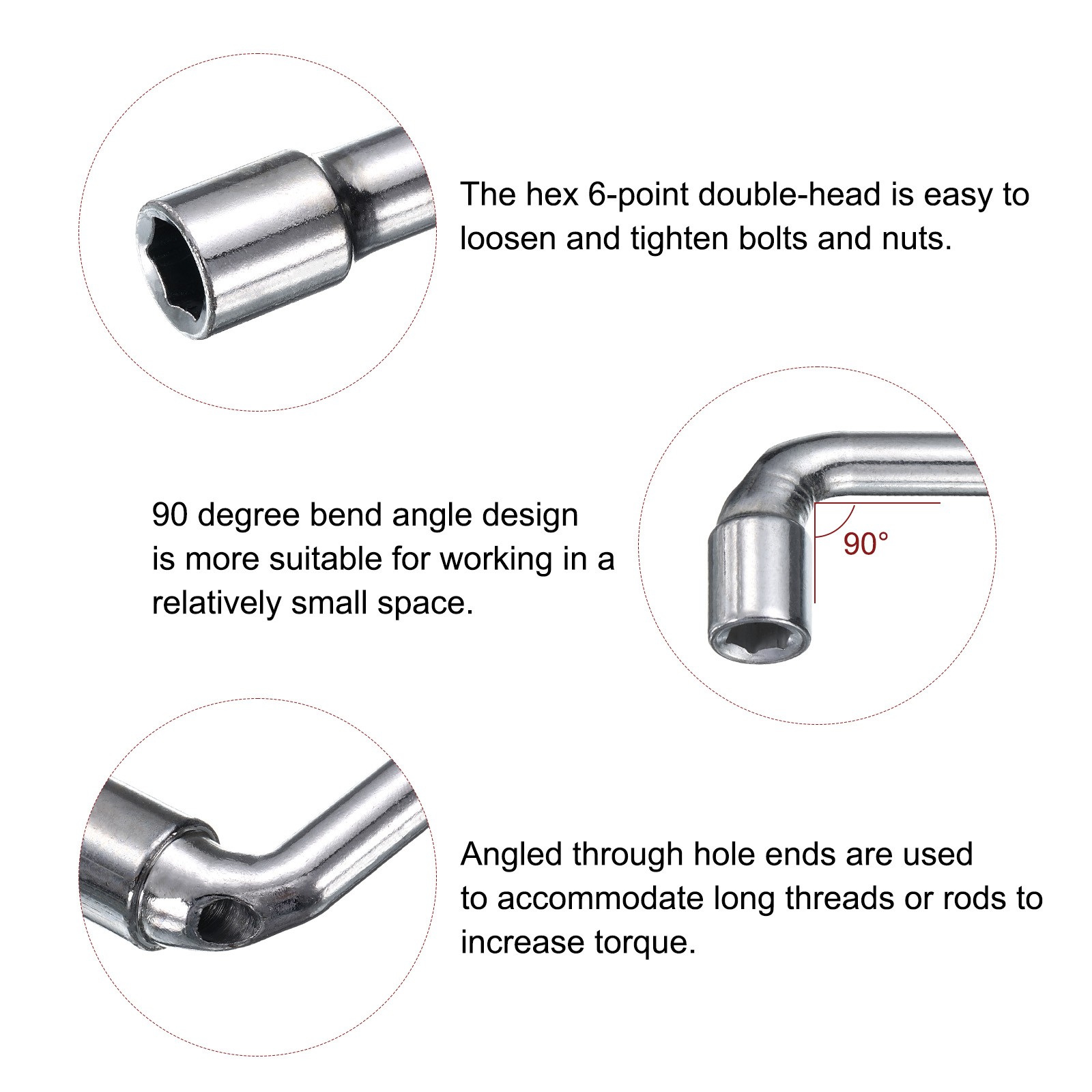 2pcs L Shape Angled Hex Socket Wrench Set 6mm 7mm Double Ended Socket Spanner