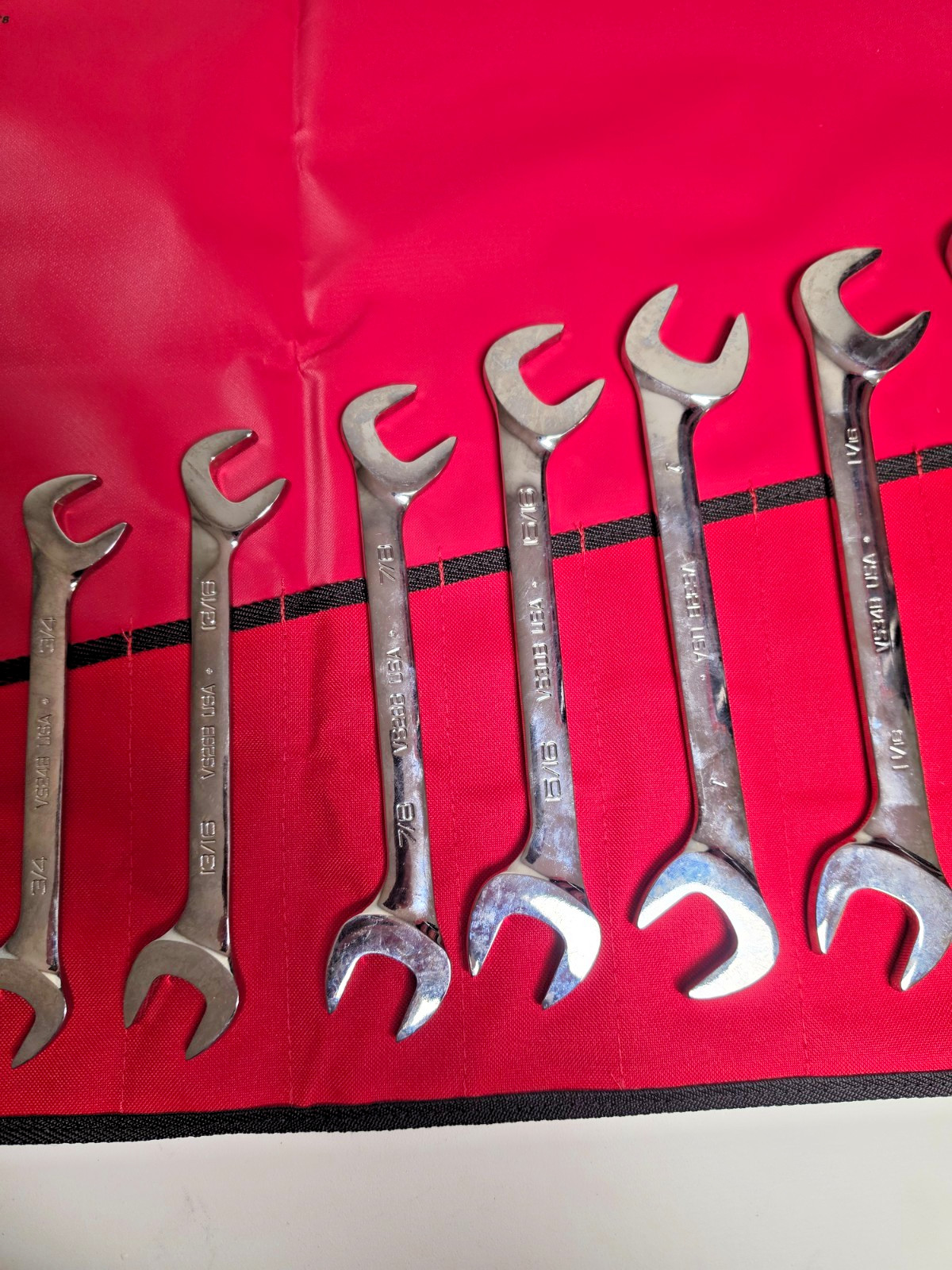 Snap-On VS814A 14‑Pc SAE Four-Way Angle Open-End Wrench Set 3/8 to 1-1/4″ NEW