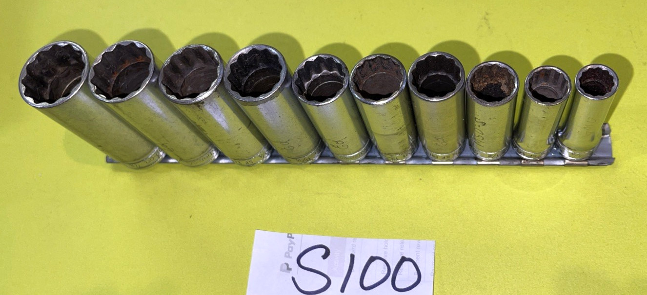 SNAP-ON TOOLS PIECE 3/8 DRIVE SAE. DEEP CHROME 12 POINT SOCKET SET