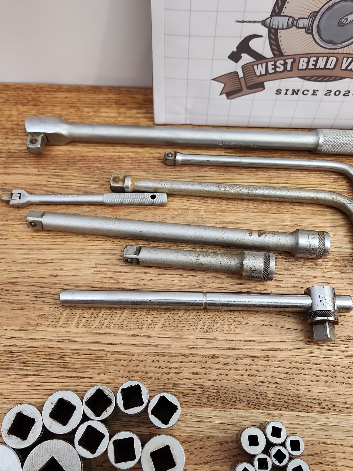 Vintage H Underline Husky 1/2″ 3/8″ 1/4″ Drive Socket Set Made In USA 31 Pieces
