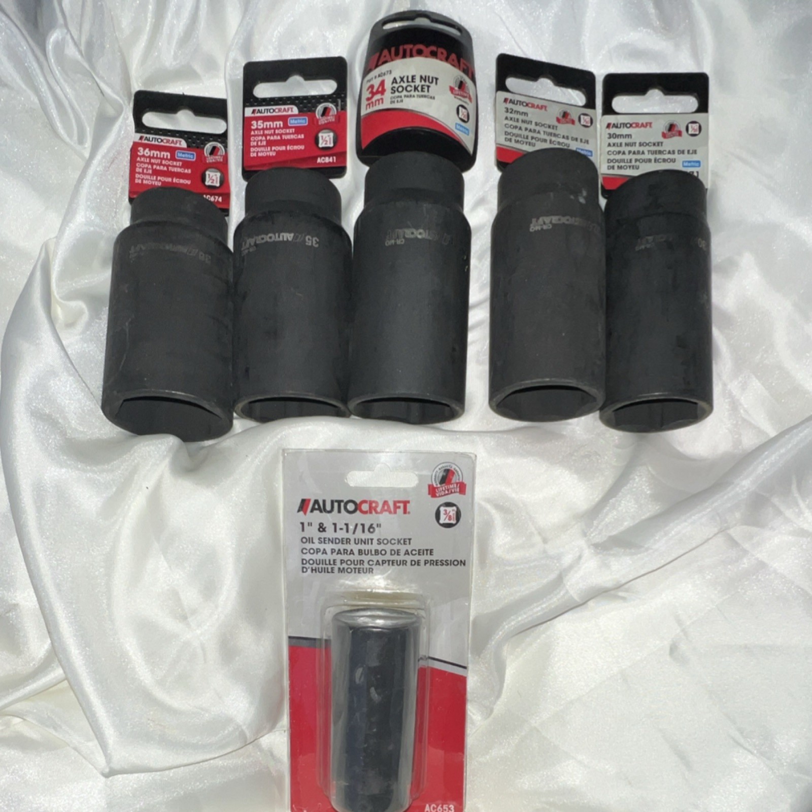 Autocraft 1/2” Drive Sockets 30mm, 32mm, 34mm, 35mm, 36mm, And Oil Sender Socket