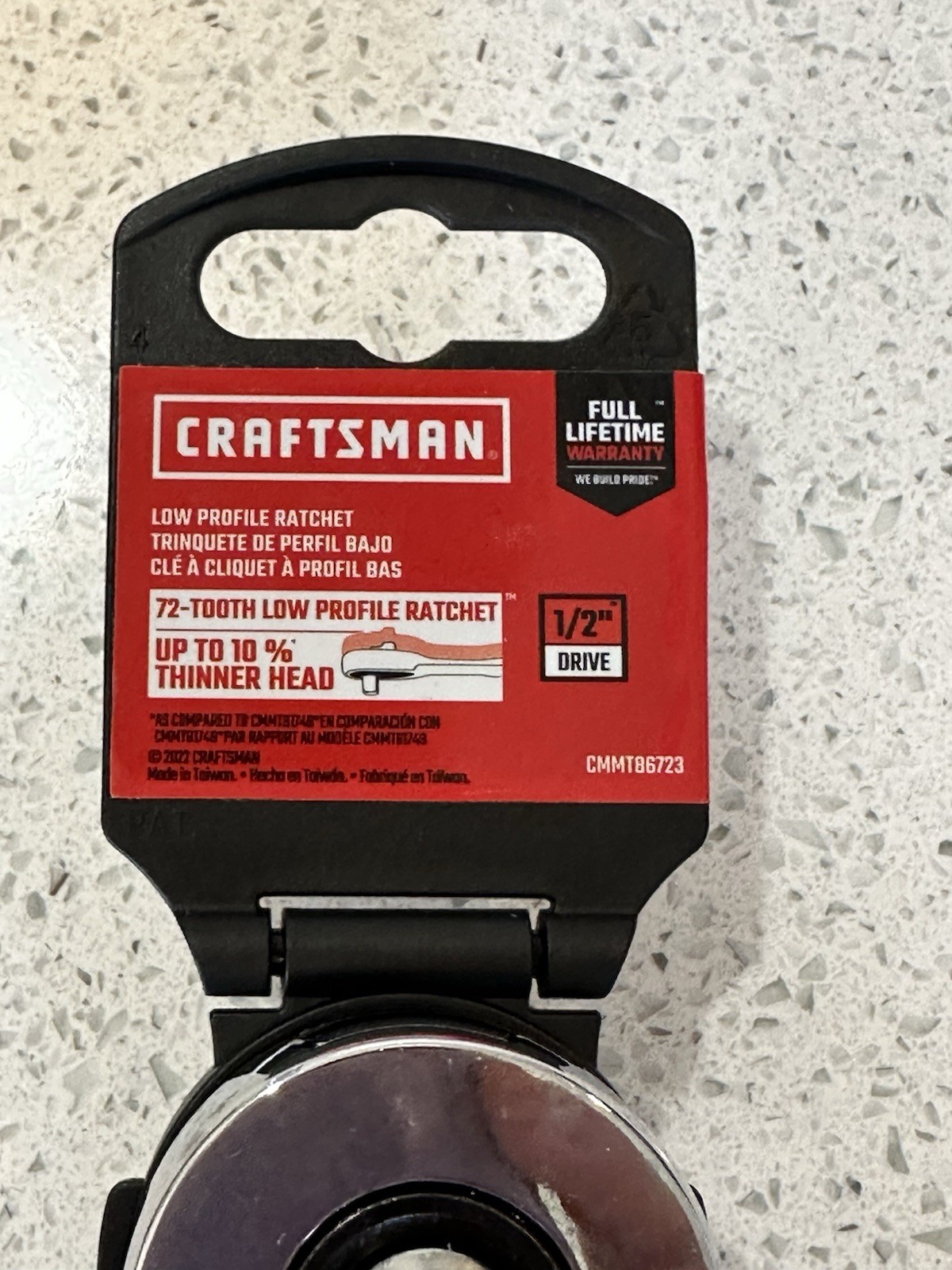 NEW Craftsman CMMT86723 1/2″ Dr Low Profile 72 Tooth Full Polish Ratchet Tool