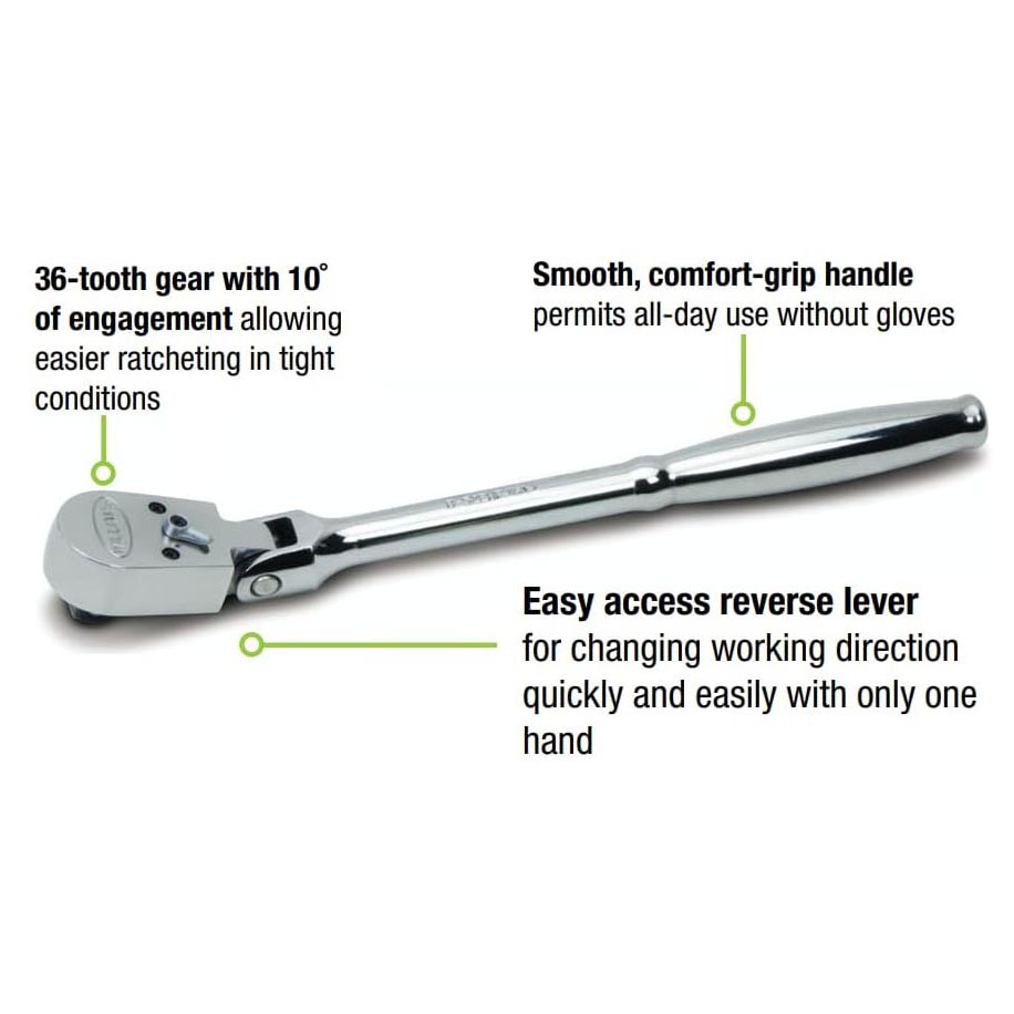 Williams 3/8″ Drive Sealed Narrow Flex-Head Ratchet 36 Teeth
