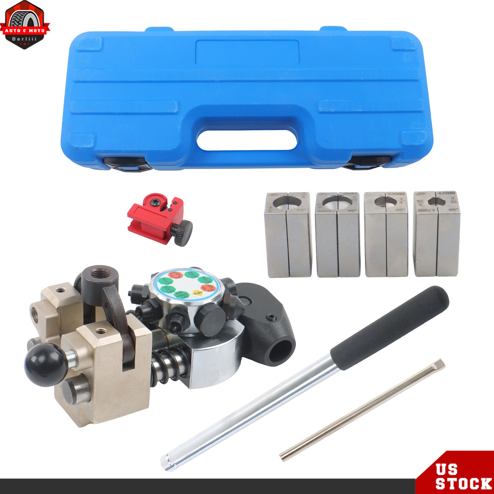 Brake Line Flaring Tool Kit for 3/16″-3/8″ Tubing Single, Double, Bubble Flare