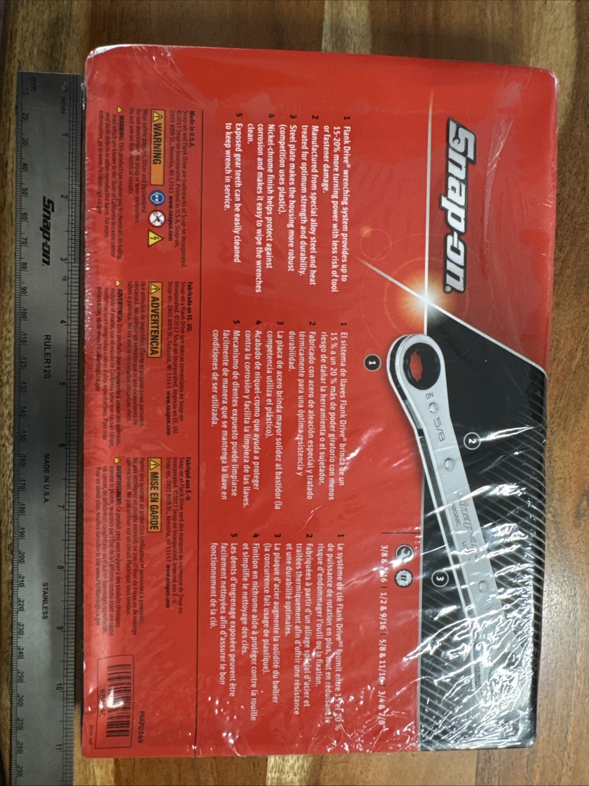 snap on flank drive wrench set 3/8 & 7/16. 1/2 & 9/16. 5/8 & 11/16. 3/4 & 7/8