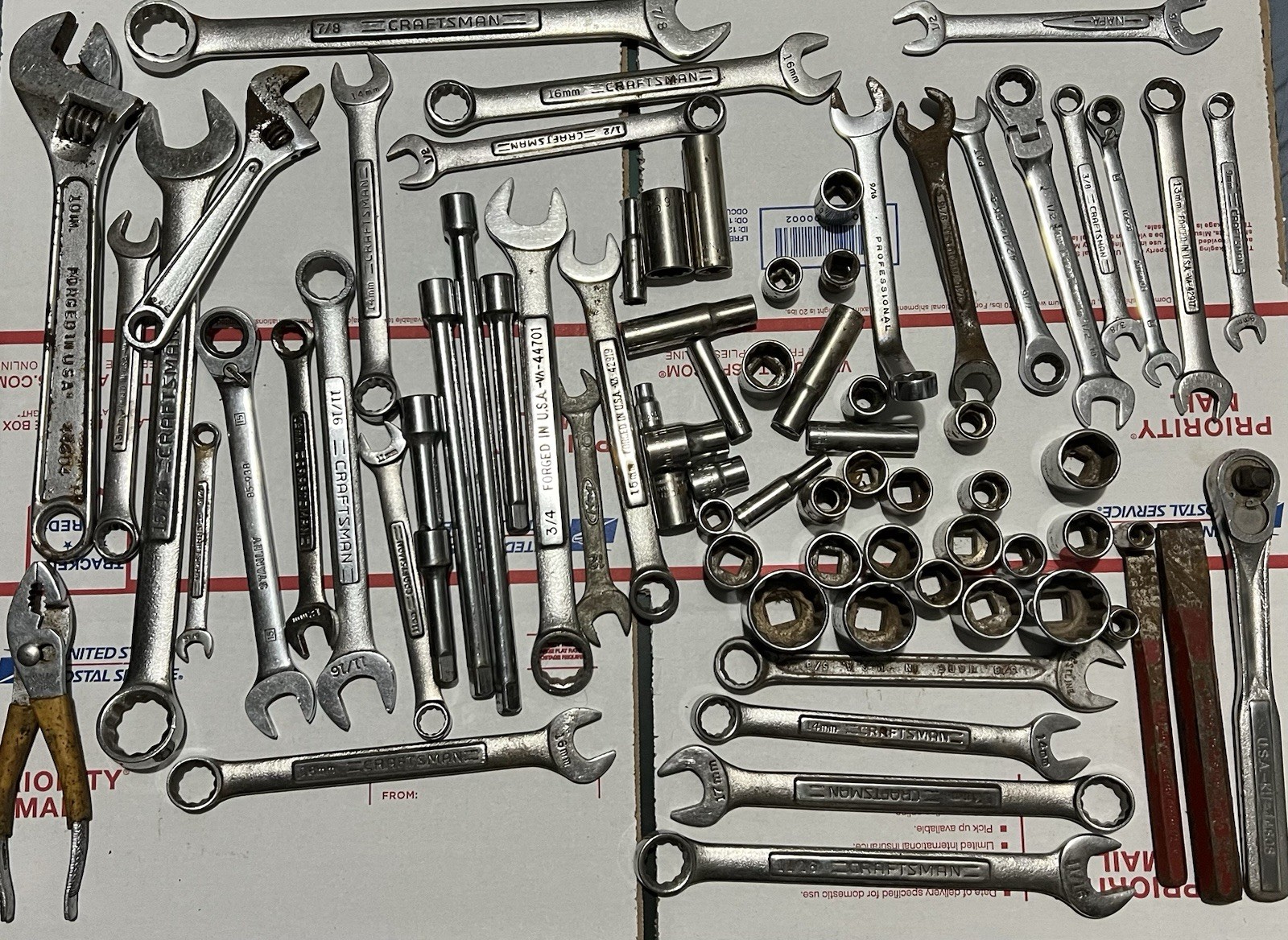 HUGE USA Wrenches And Sockets Lot-65+ Pieces-READ FOR FULL LIST!