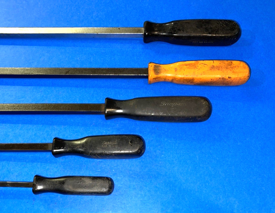 SNAP-ON TOOLS 5 PIECE OLDER PRYBARS & LARGE SCREWDRIVER