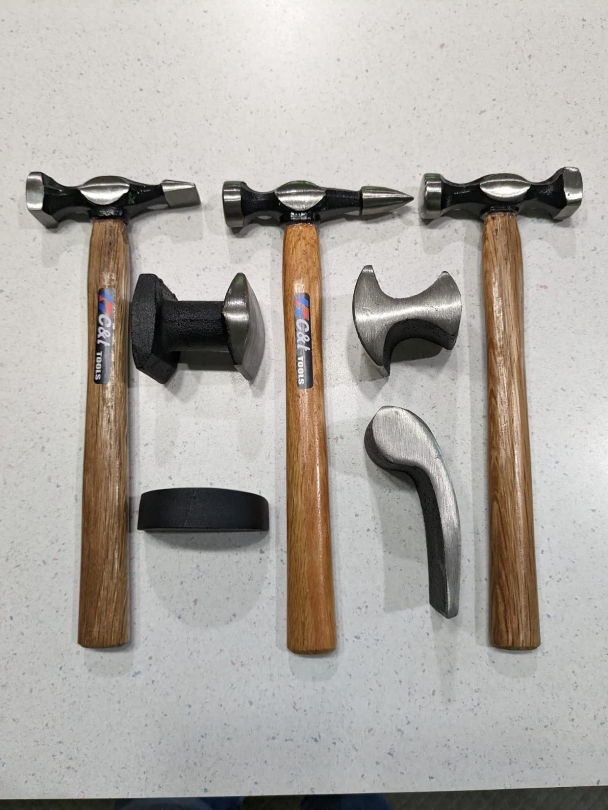 7 PC Auto Body Fender Repair Tool Hammer & Dolly Set Auto Body Repair Tool Kit