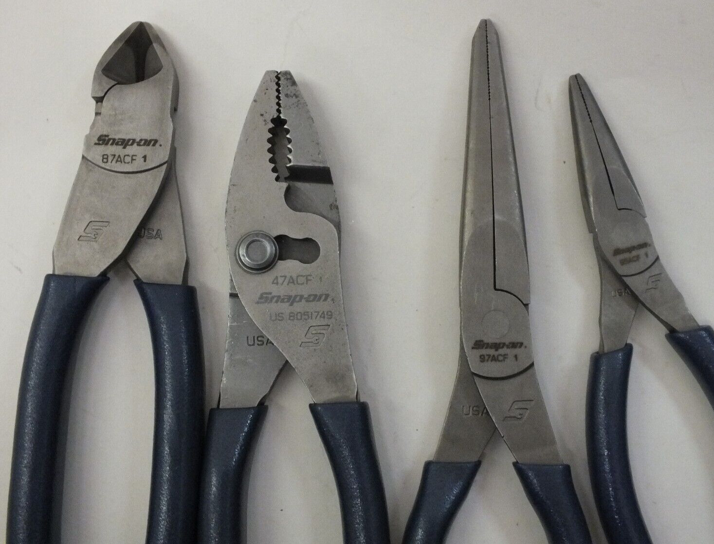 Snap-On 4pc Essential Pliers Cutters Set Blue Power – 97ACF 95ACF 47ACF 87ACF