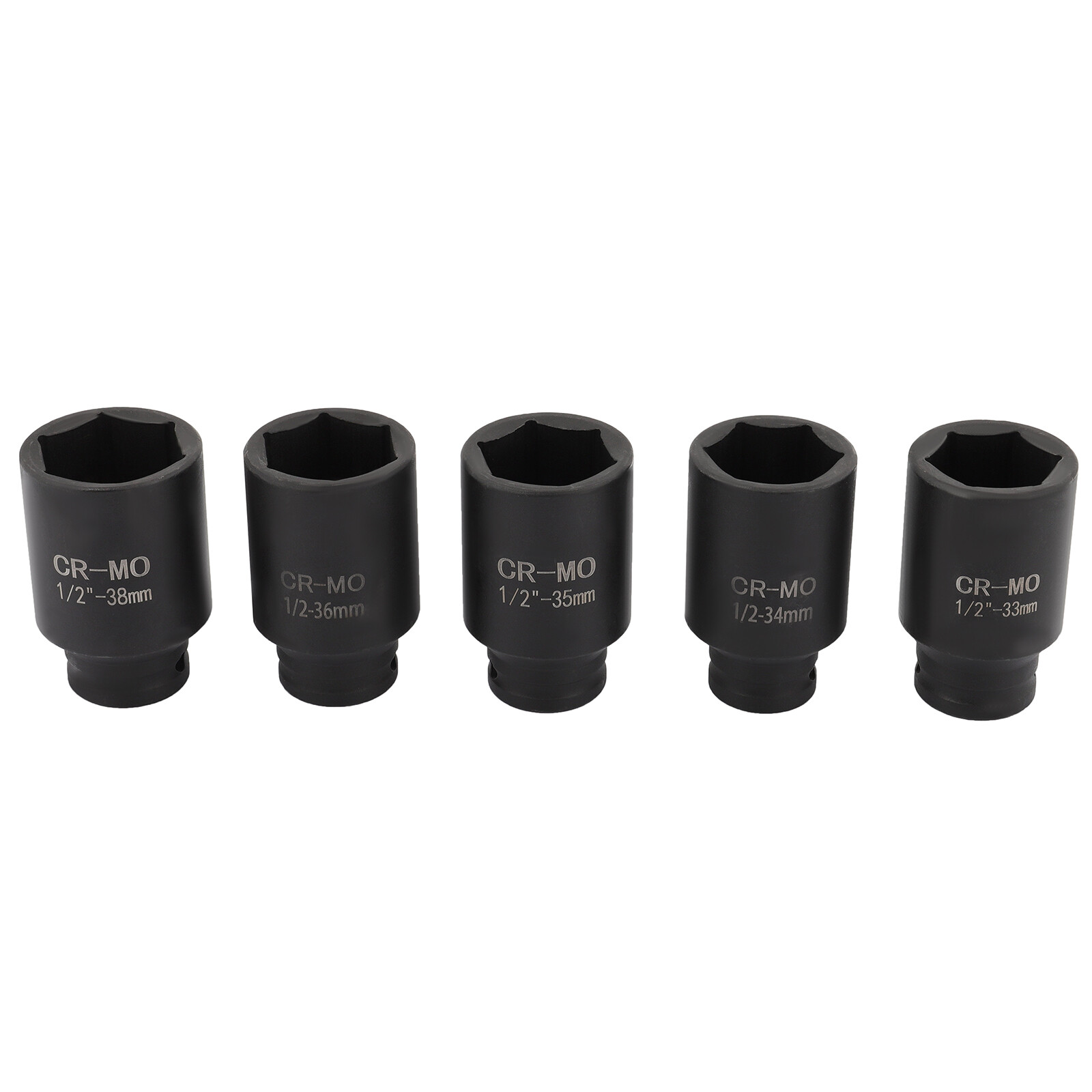 5X 33-38mm 1/2″ DR FRONT BACK WHEEL DR 6 POINT DEEP SPINDLE AXLE NUT SOCKET