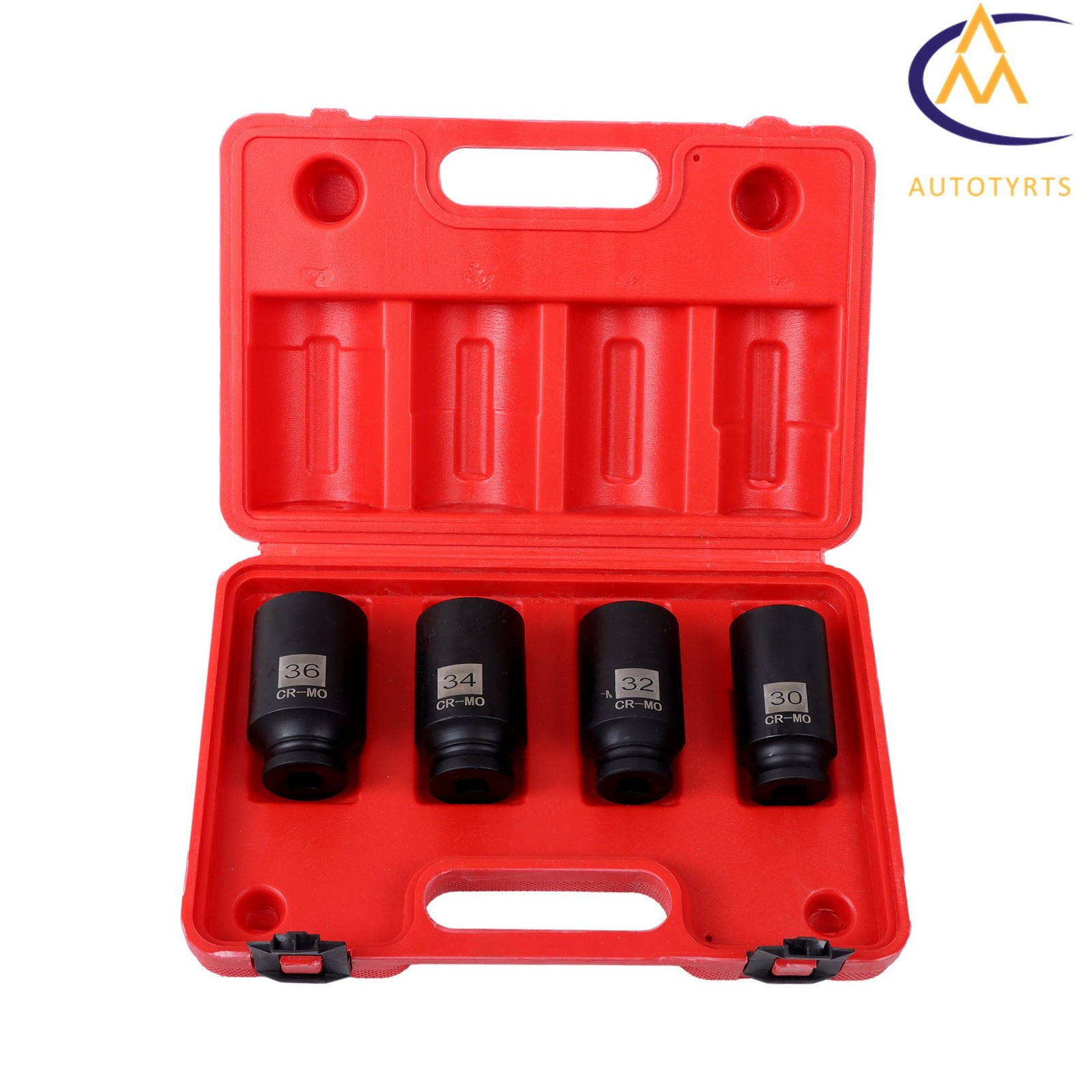 4Pcs 30mm 32mm 34mm 36mm 1/2″ Drive Spindle Axle Nut Socket Set 12 Point