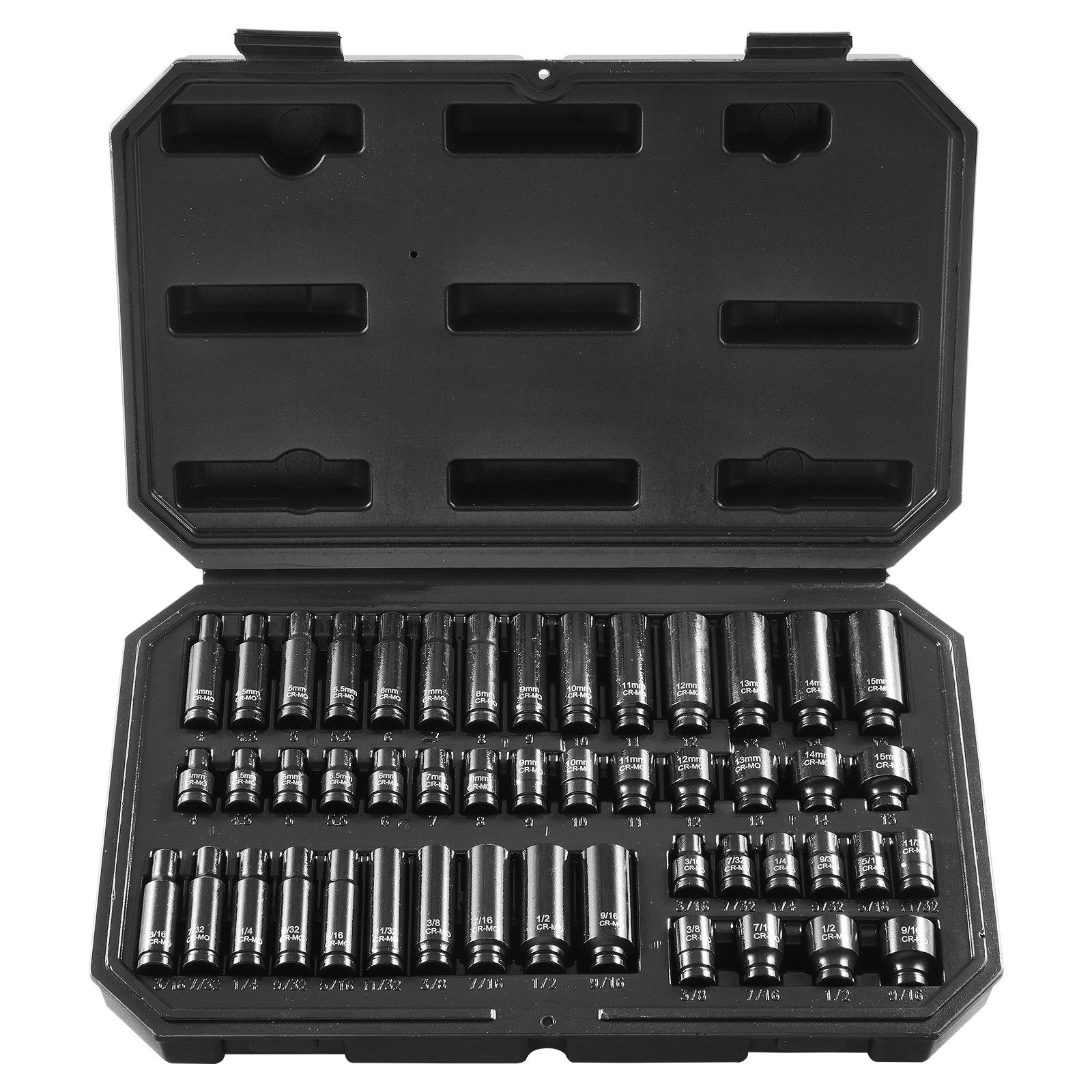 VEVOR Impact Sockets Set 48pcs 6-Point 1/4″ Drive Bit Ratchet Tool Kit Case