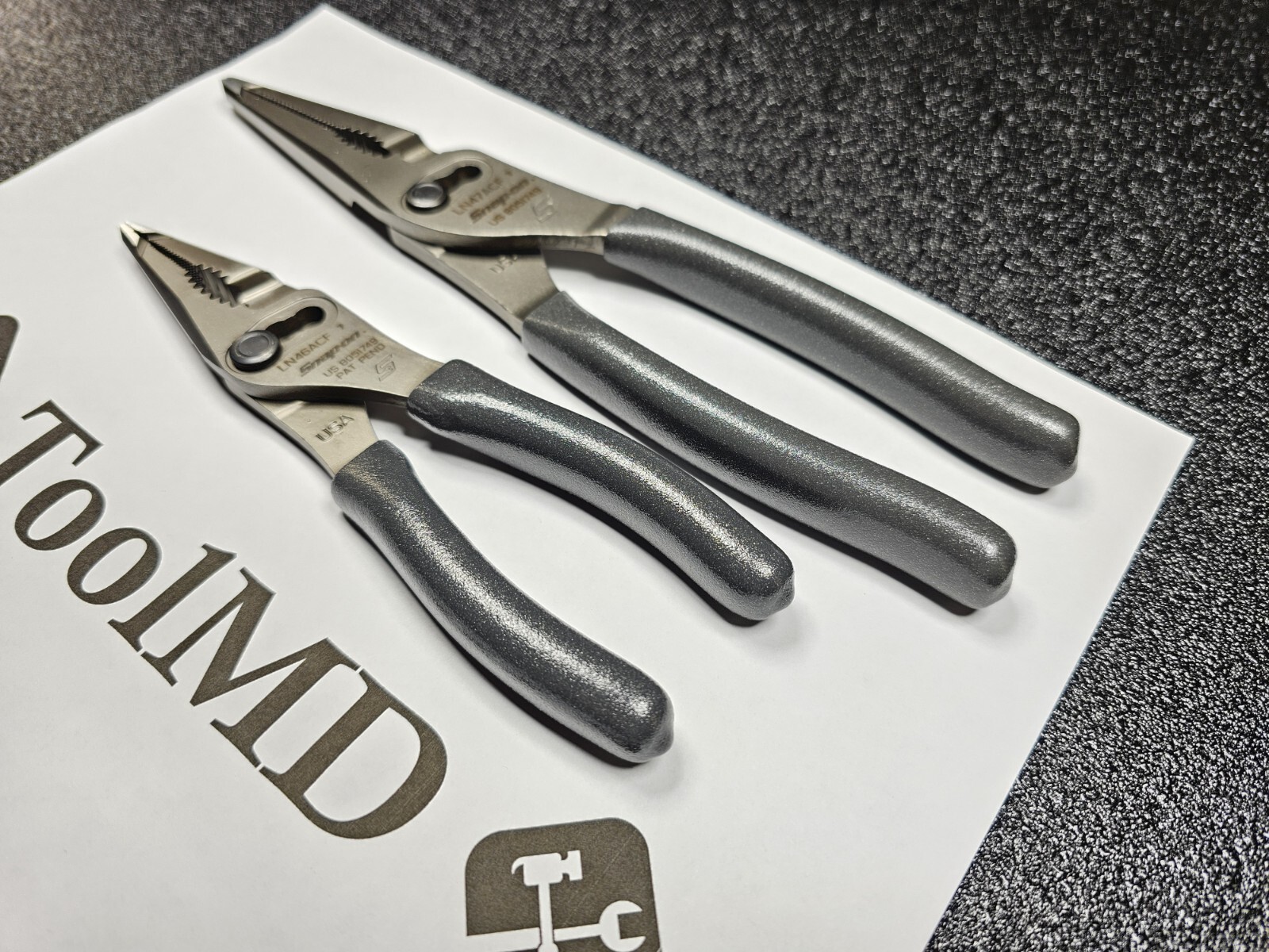 Snap-on Tools NEW 2pc DARK TITANIUM 7″ & 9″ Long Nose Slip Joint Pliers LN46ACF