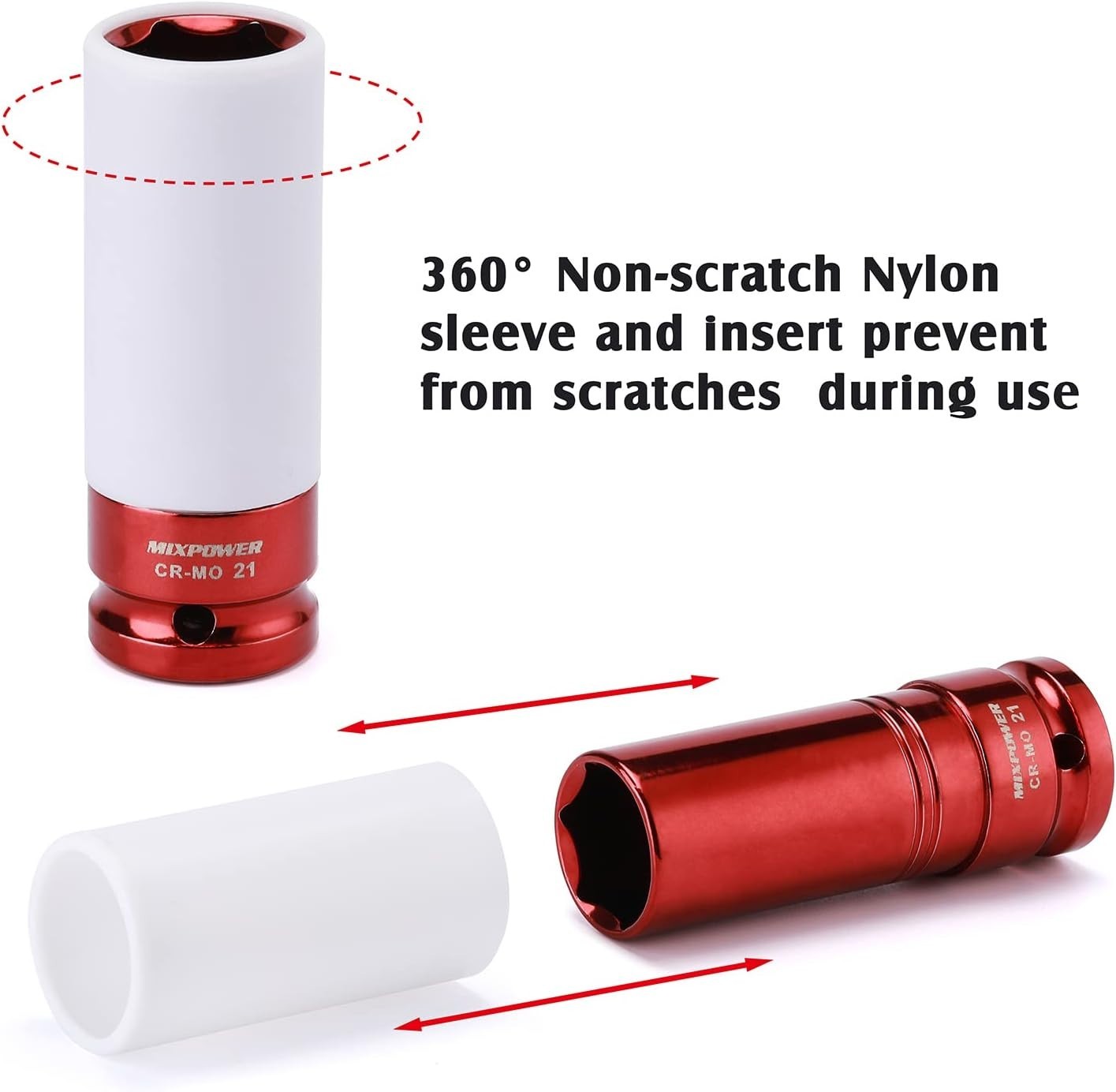Lightweight 5-Piece CR-MO Impact Socket Set with Laser Marked Sizes for Easy Use
