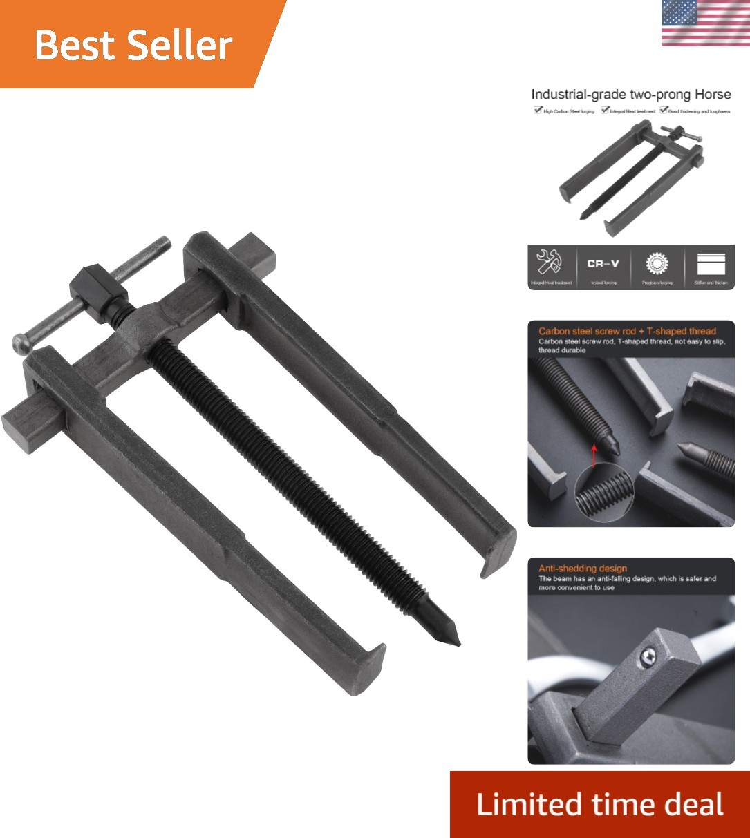 Heavy-Duty Carbon Steel 8-Inch Bearing Puller – Easy Operation in Tight Spaces
