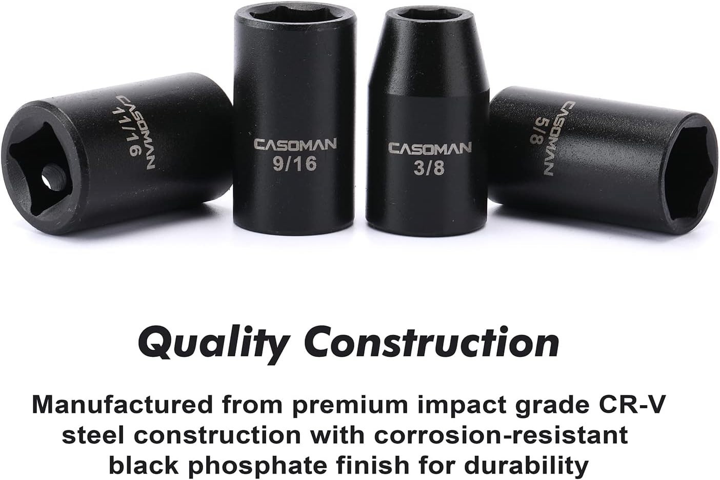 Durable 14-Piece 1/2-Inch Drive Impact Socket Set with Laser Etched Markings