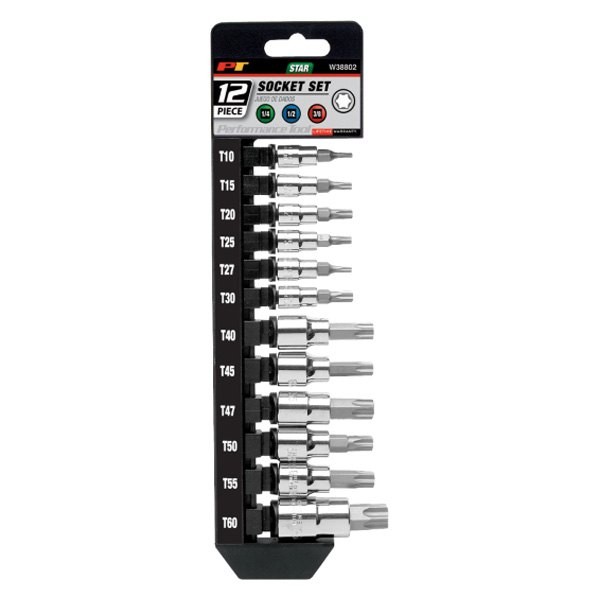 Performance Tool Mixed Drive Size Torx Bit Socket Set in Hang Tag 12 Pieces