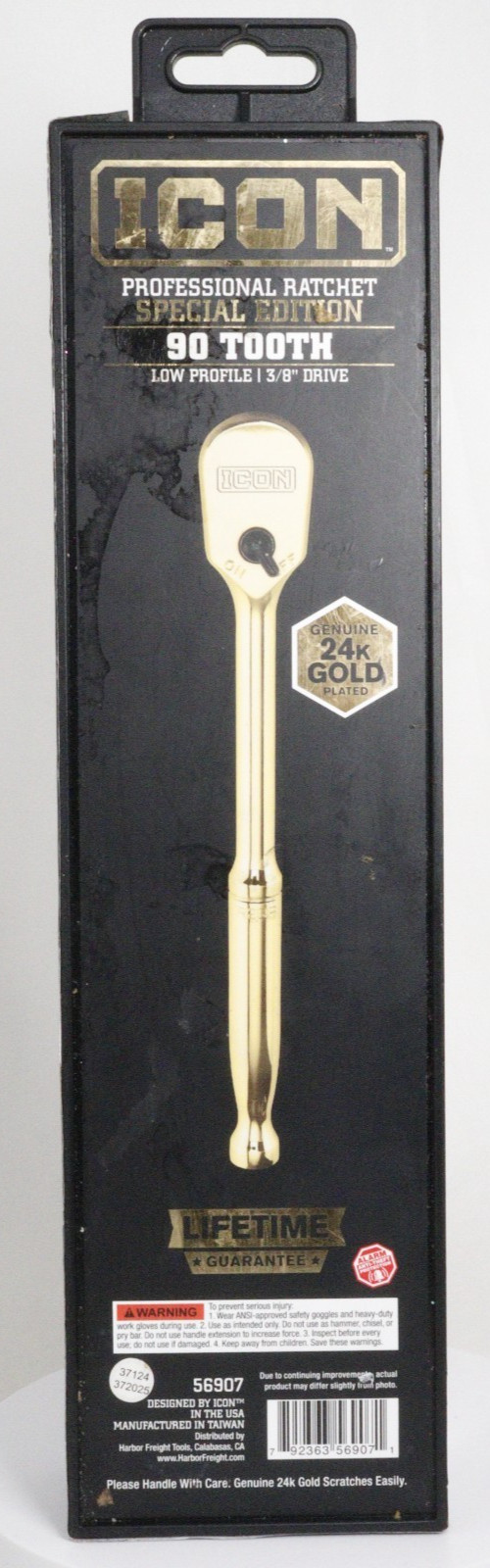 ICON 3/8” 24K Gold Plated Professional Ratchet Socket Wrench (56907)