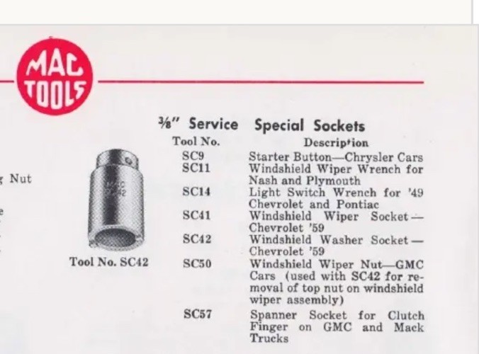 MAC Tools Chrysler Starter Button SC9 2 Prong Pin Spanner Socket Sabina Mechanic