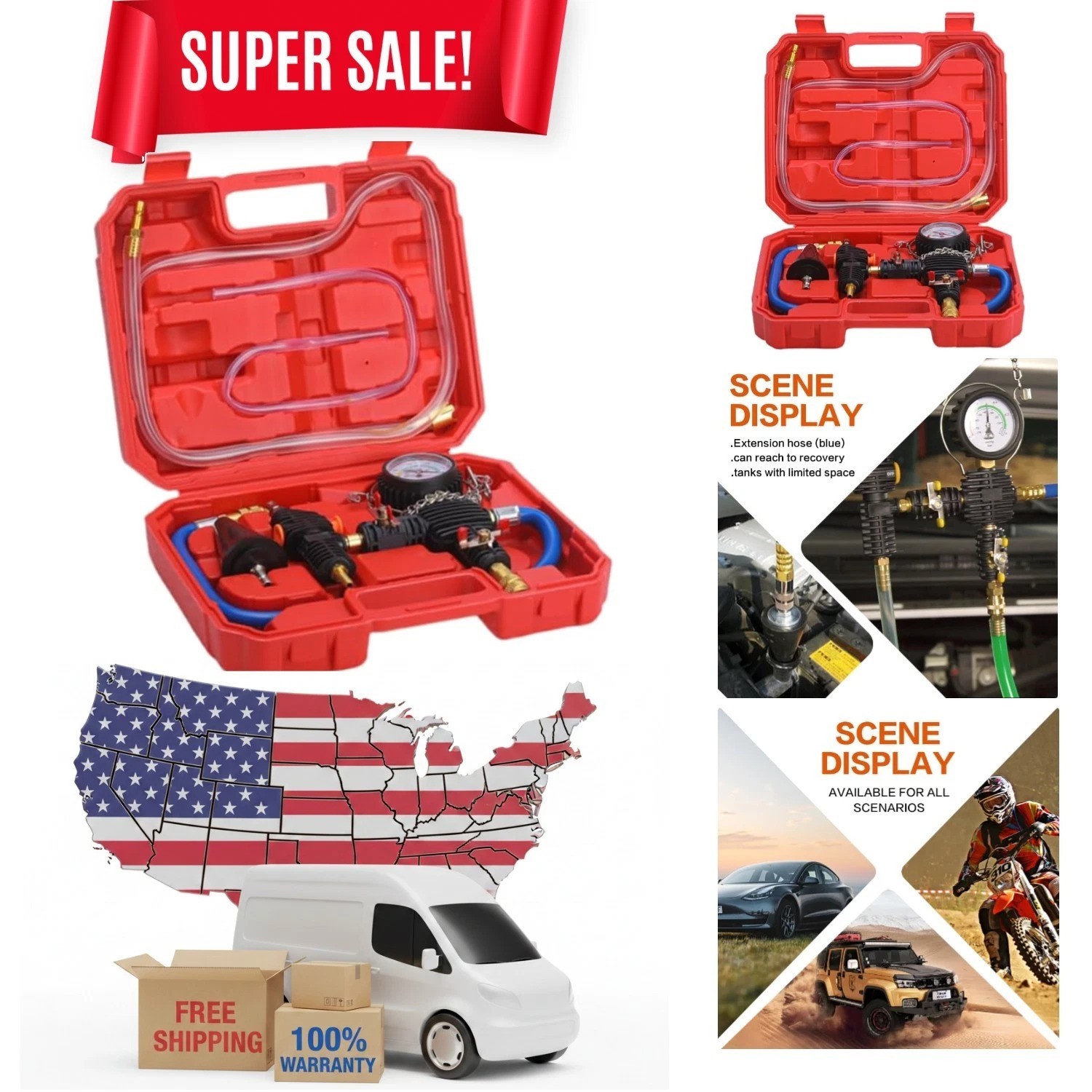 Durable Vacuum Refilling and Purging Tool Kit for All Vehicle Types – Red Color