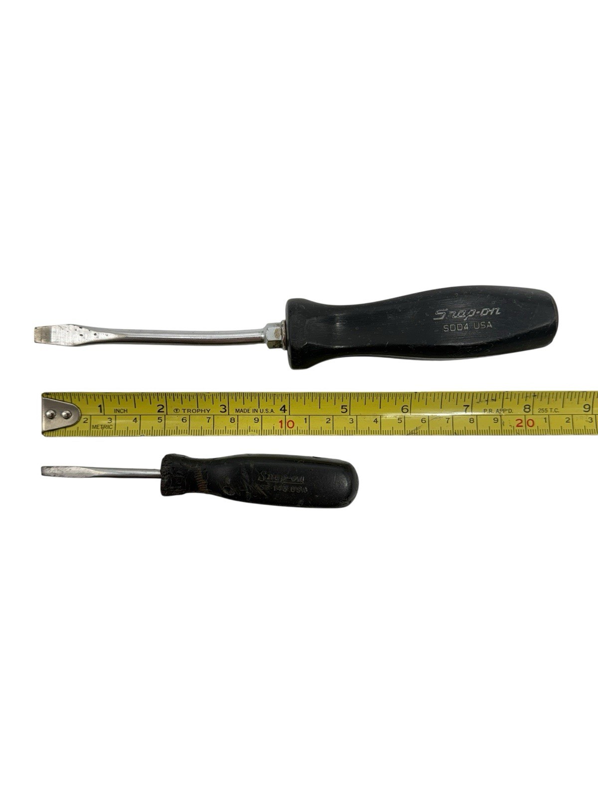 Snap On Tools SSD145 & SDD4 Flat Tip Slotted Screwdriver Black Hard Handle USA
