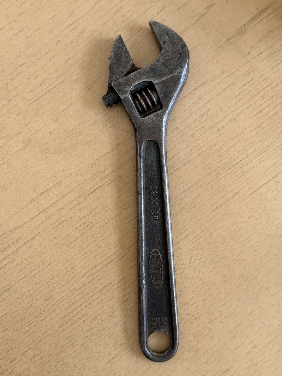 Vintage Fulton Made In Germany 1/2×8” Adjustable Wrench *Drop Forged Steel