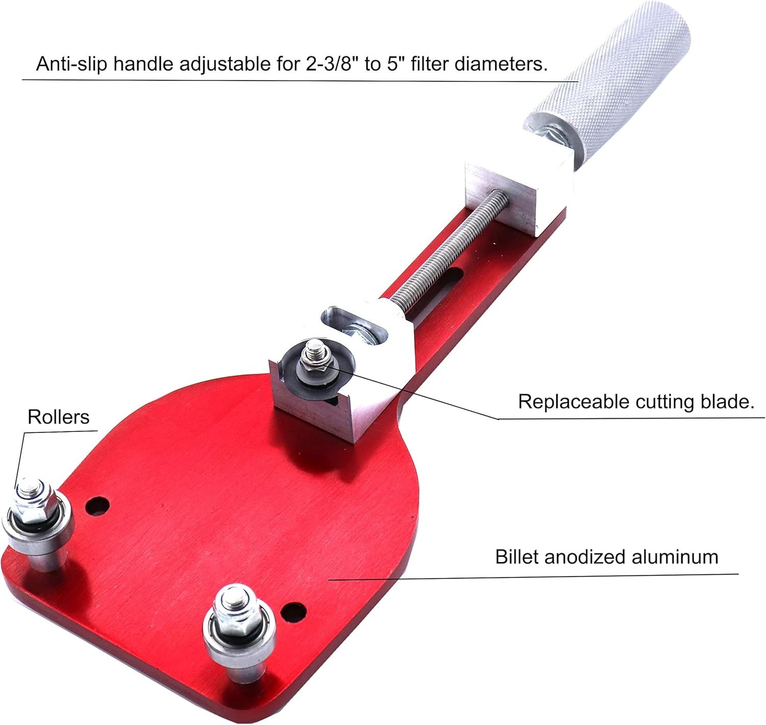 MOCW 77750 Oil Filter Cutter Billet Aluminum Universal Red