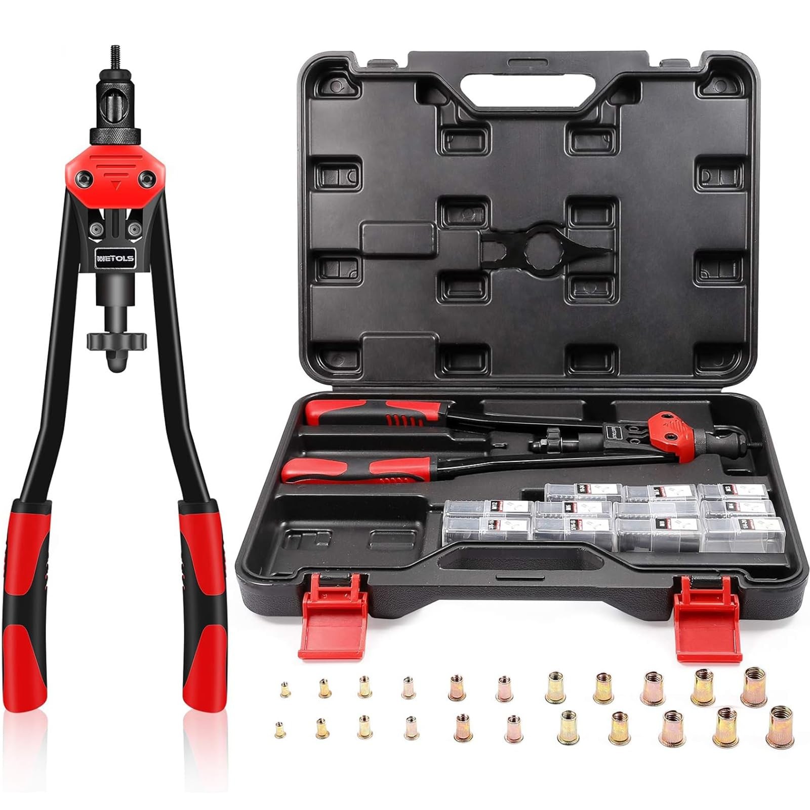 WETOLS 16″ Rivet Nut Tool Kit 11 Mandrels 110pcs Rivnut Gun Heavy Duty WE-889