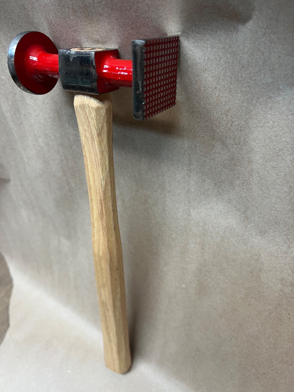 T& E Tools AUTOBODY BUMPING SQUARE shrinking hammer, ROUND FACE HICKORY HANDLE