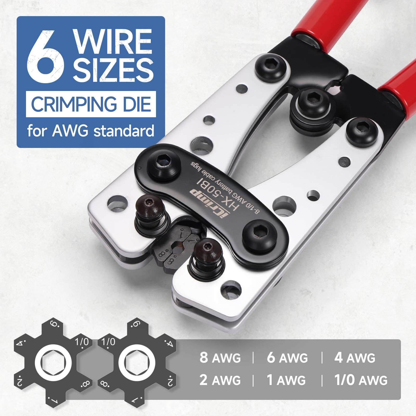 88Piece Cable Lug Crimping Tool Kit AWG 8-1/0 Wire Cutter Stripper Black Silver