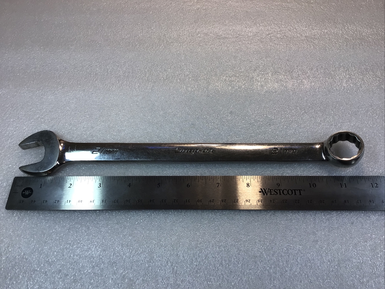 SNAP ON#OEXM210B – 21 mm, Chrome, COMBINATION WRENCH, 12 Pt., Flank Dr.-USA-NICE