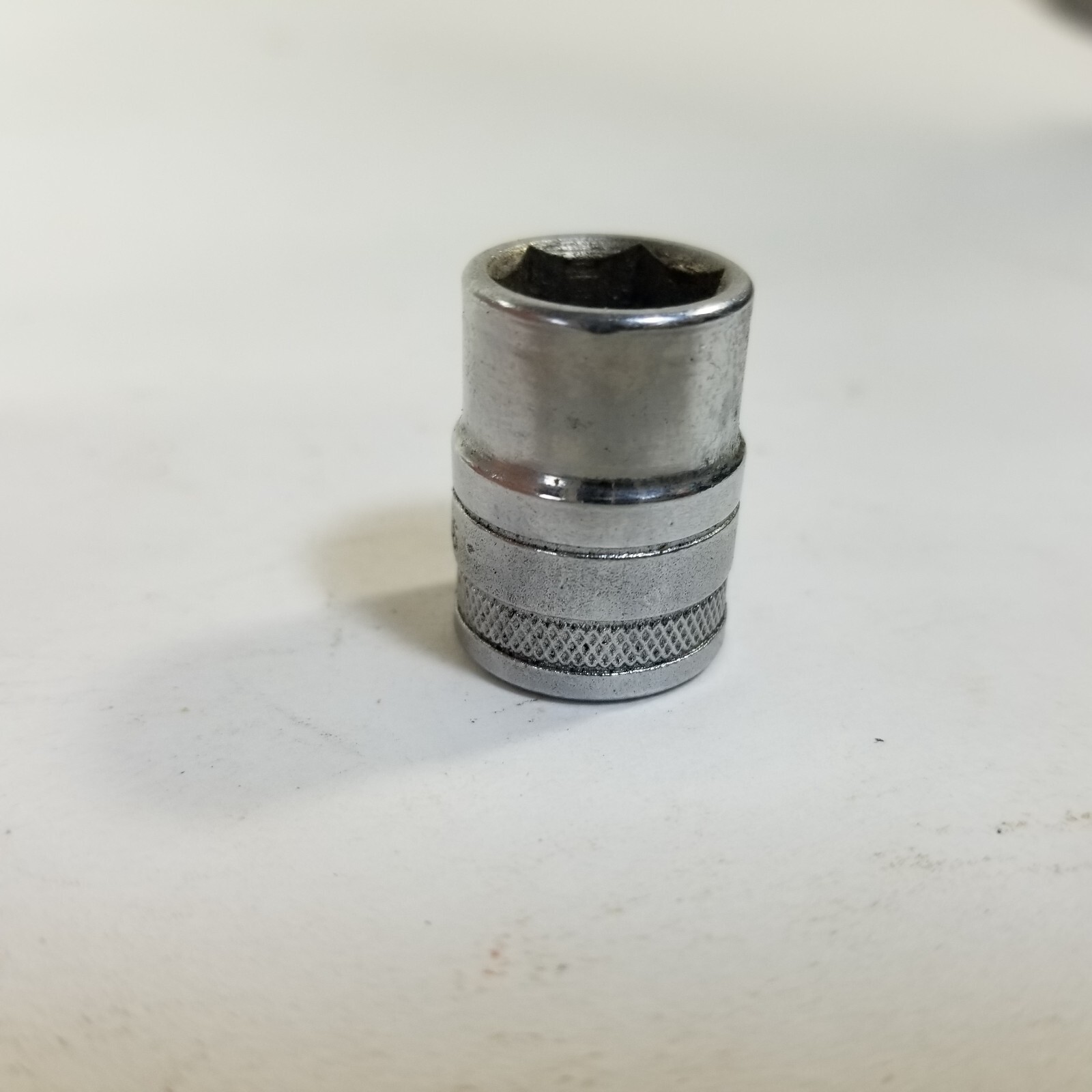 Vintage S-K 40914 7/16in. 6pt 1/4 dr. Knurled Shallow Socket USA Made