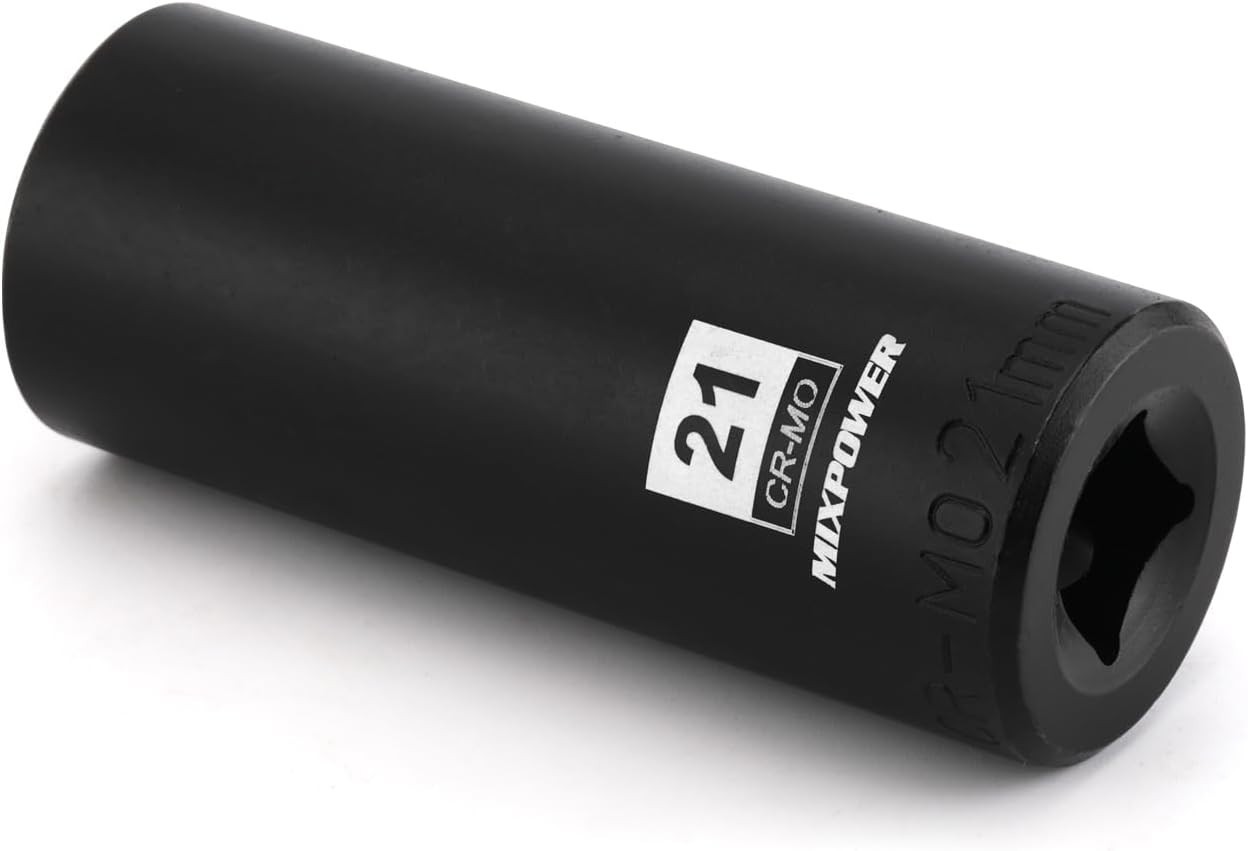 21mm Deep Impact Socket, 1/2 Inch Drive, 6 Point, CR-MO Steel