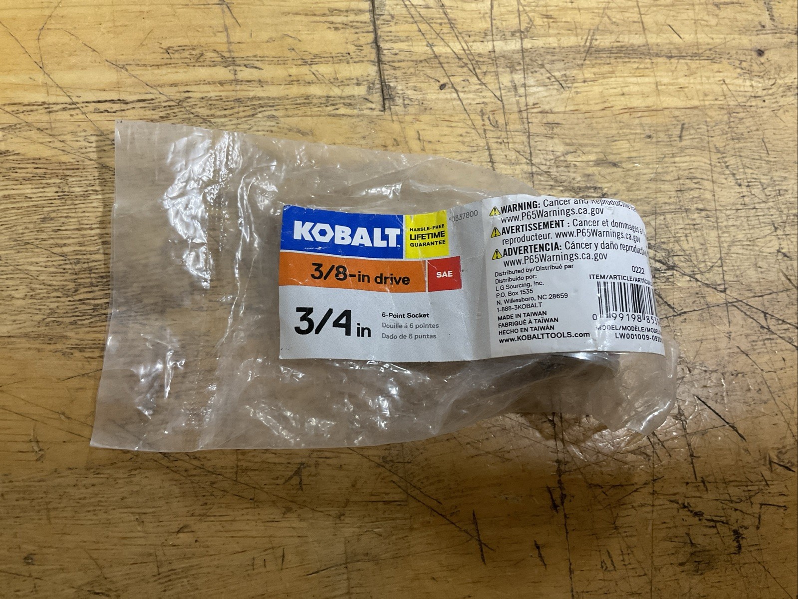 Kobalt 337800 SAE 3/4-in Shallow Socket 3/8in Drive 6-point Chrome Finish Single