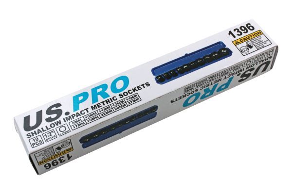 US PRO 10PC 1/2″ DR Shallow Impact Metric Socket Set 9 – 27mm 1396