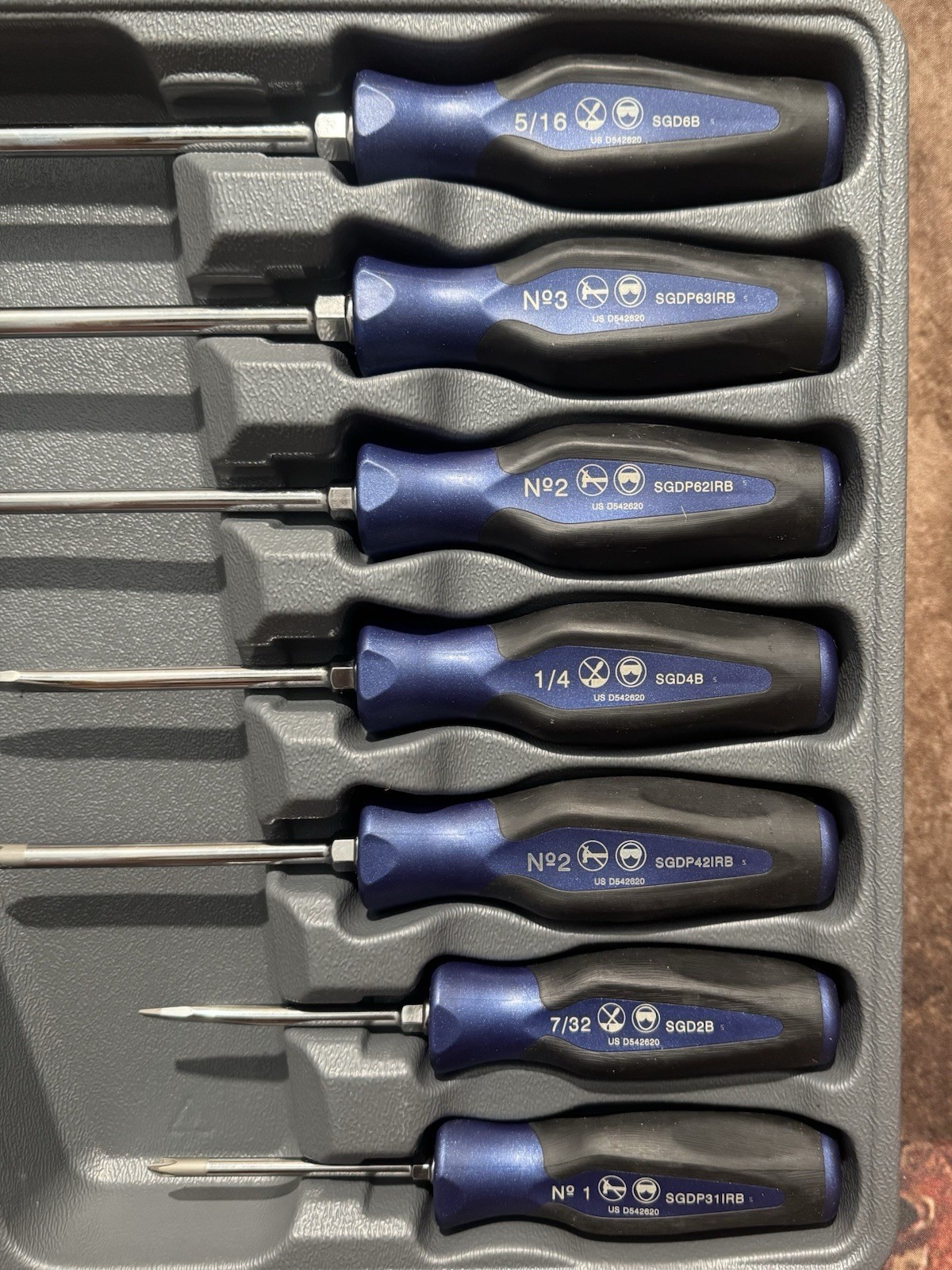 Snap-On SGDXPB90B MB 9pc. Soft Grip Screwdriver & Striking Prybar Set – BLUE