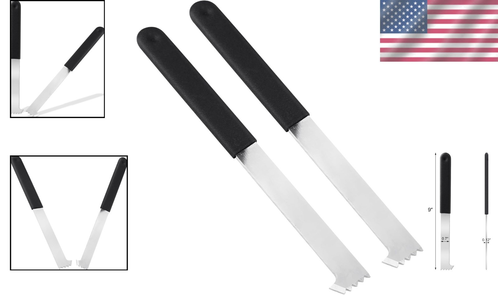 Ergonomic Paver Extractor Tools – 2 Piece Set with Robust Micro-Tooth Scraper