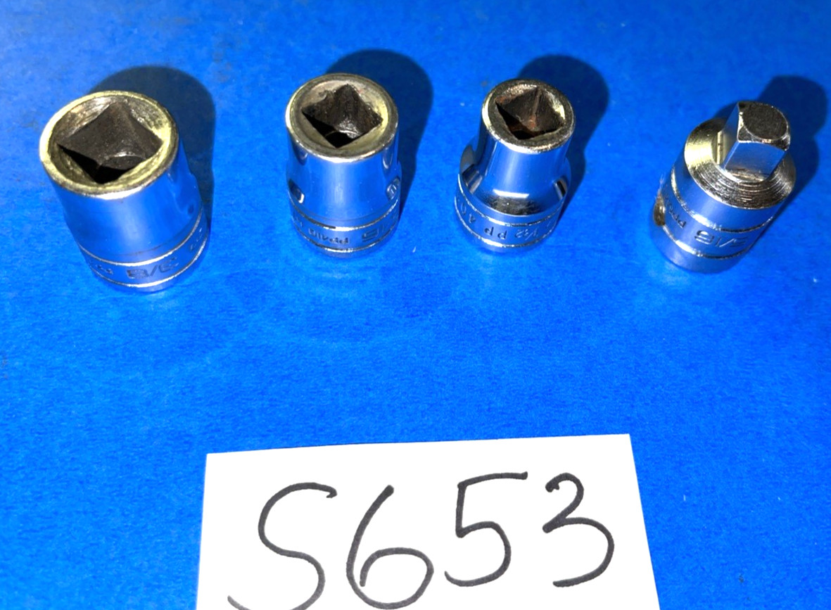 SNAP-ON TOOLS 4 PIECE 3/8 DR. SAE. INTERNAL & EXTERNAL PIPE PLUG SOCKETS