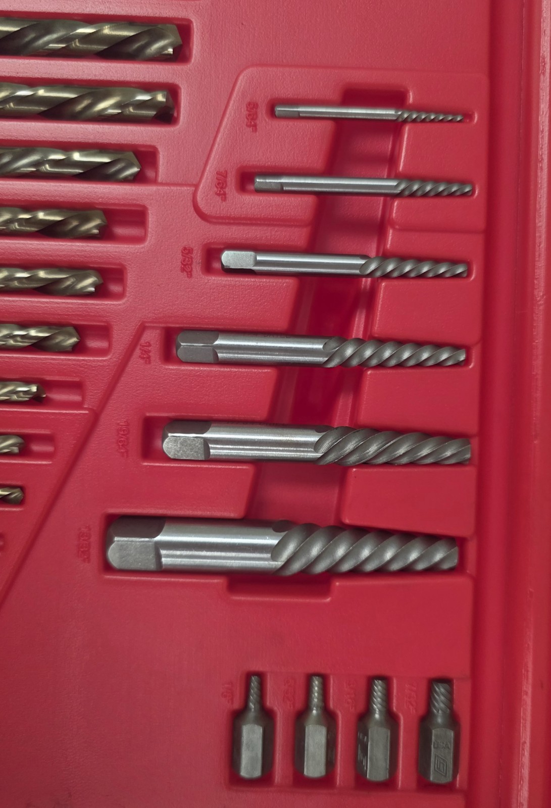 Snap-on EXD35A Multi-Spline Spiral Flute Extractor SET Left Hand Drill Bits NIOB