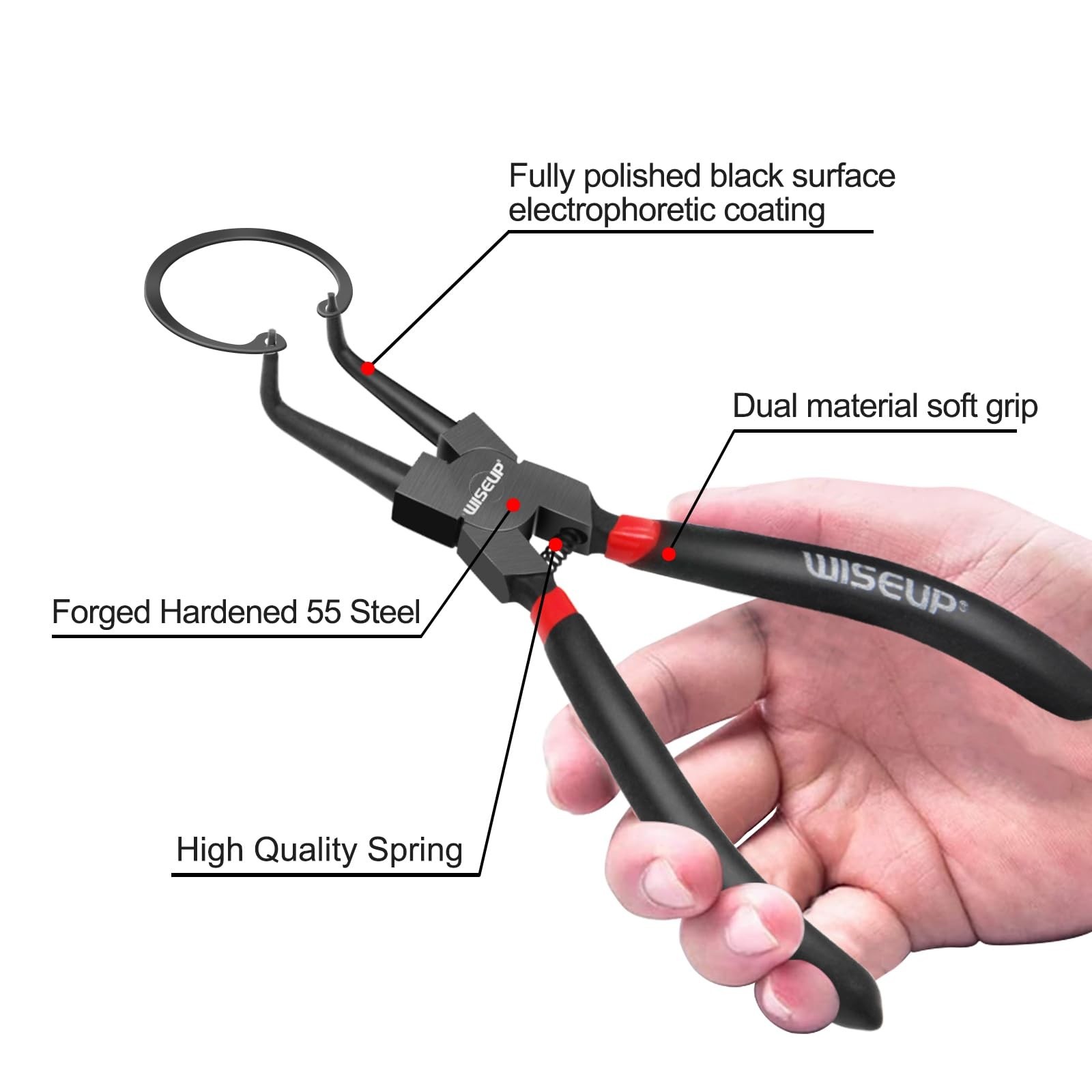 Heavy Duty Snap Ring Pliers Set, 4PCS 9″ Internal/External Circlip Tool Kit